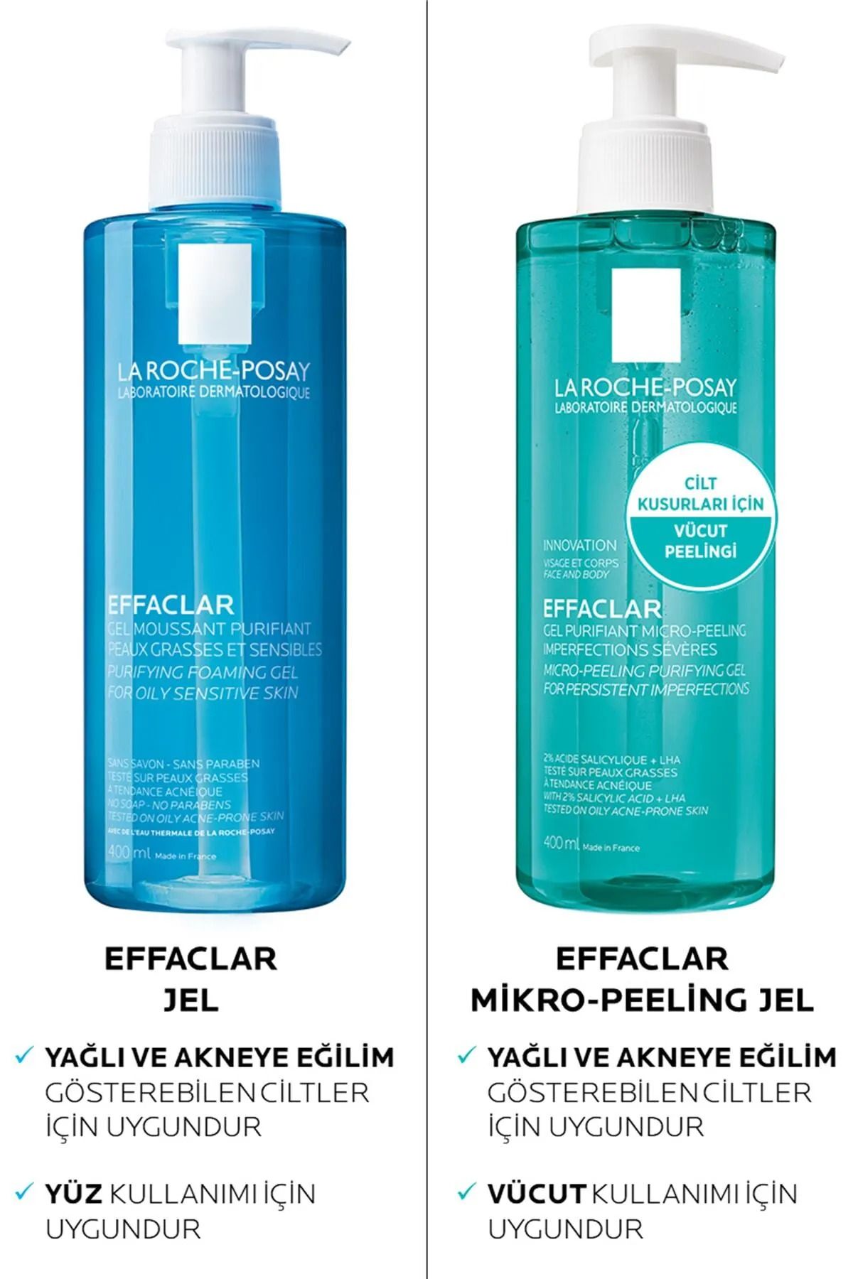La Roche Posay ژل میکرو پیلینگ و شستشوی جلوگیری از جوش و لکه های سیاه 400 میلی لیتر