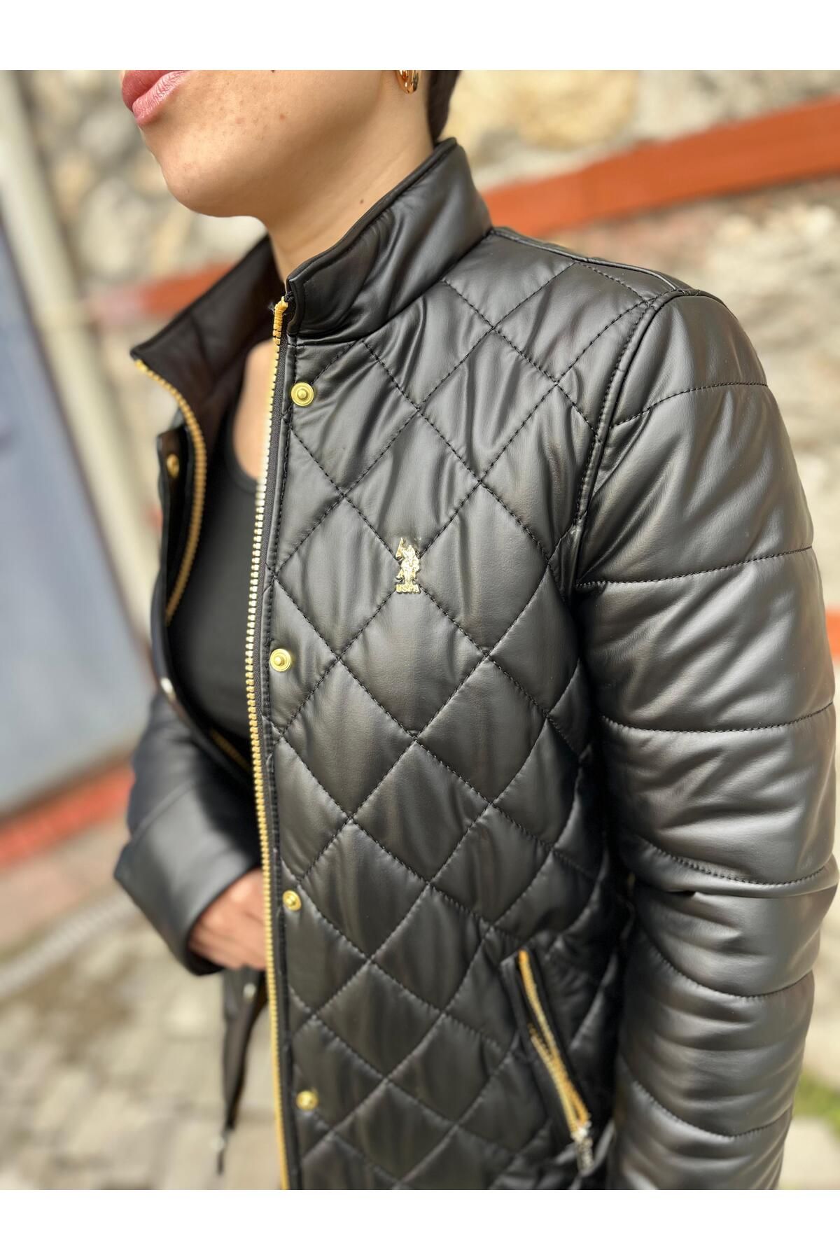 کاپشن مشکی زنانه پایه. کت چرم مصنوعی POLO ورزشی WP23007 U.S. Polo Assn.