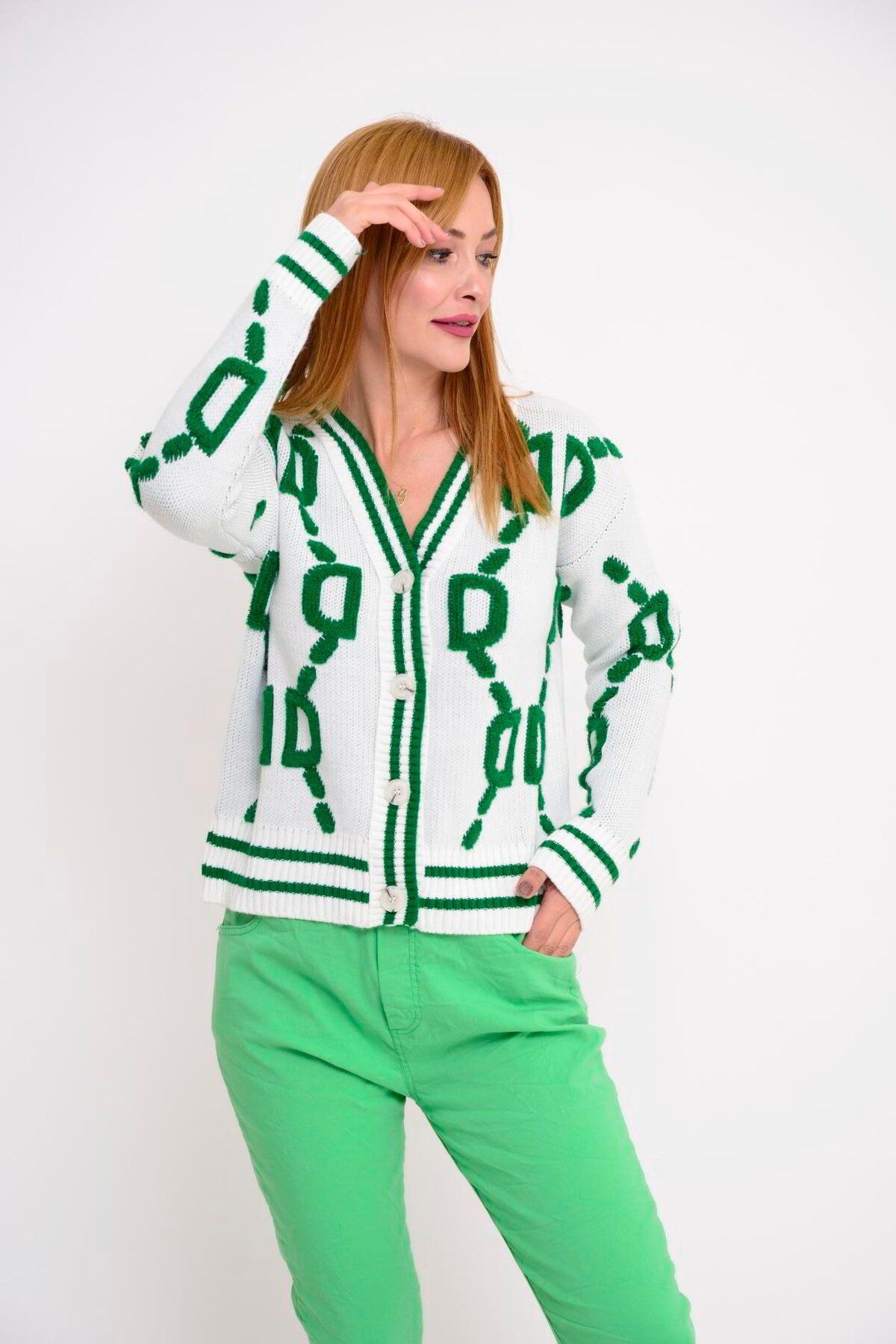 Hazinedan-Cardigan scurt pentru colegiu pentru femei 4