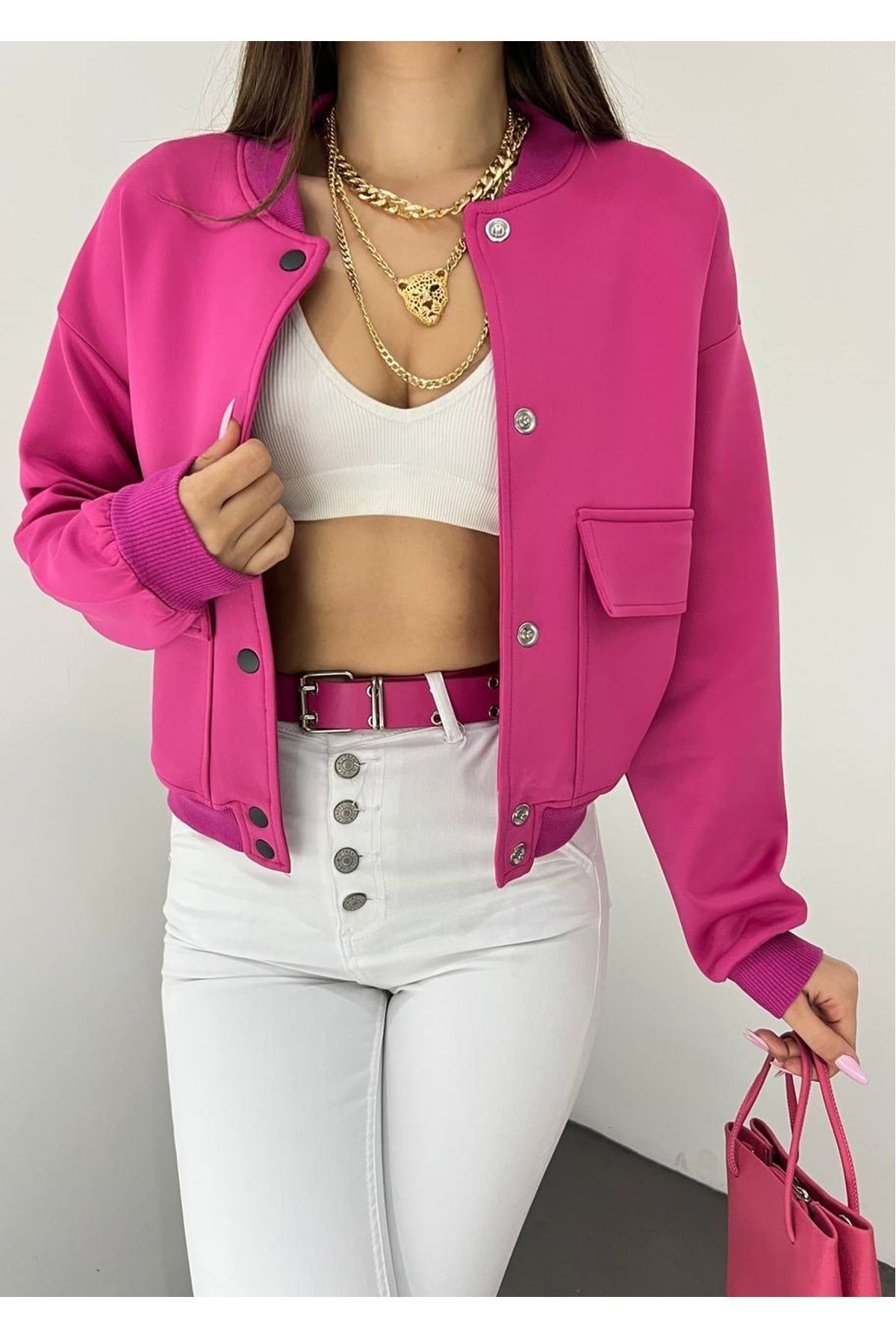 Dark pink bomber jacket discount
