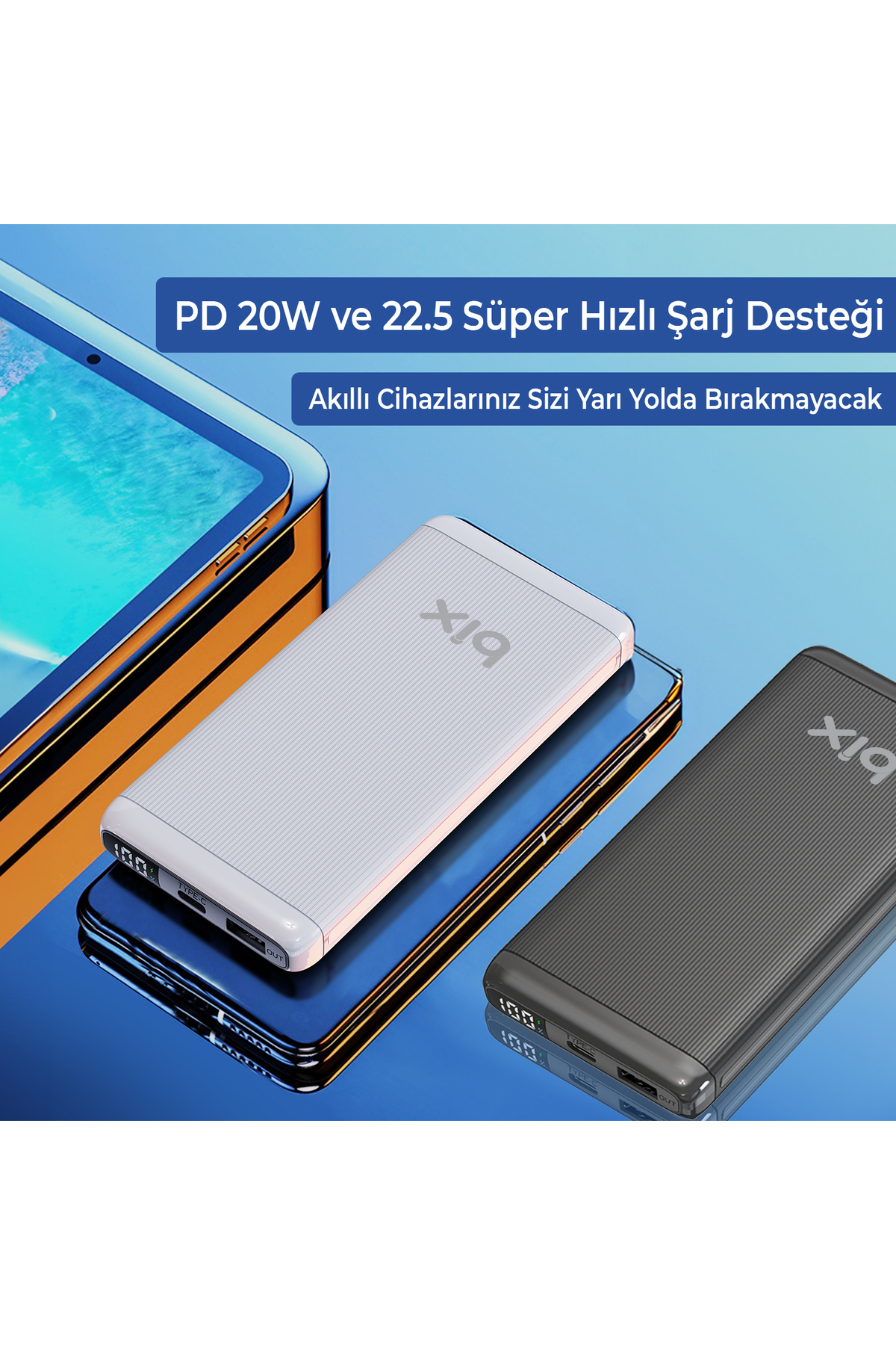 Bxpb107 10000mah 20w Pd Type-c Usb-a Scp 22.5w Qc 3.0 18w Çift Çıkışlı Led Ekranlı Powerbank Beyaz 5