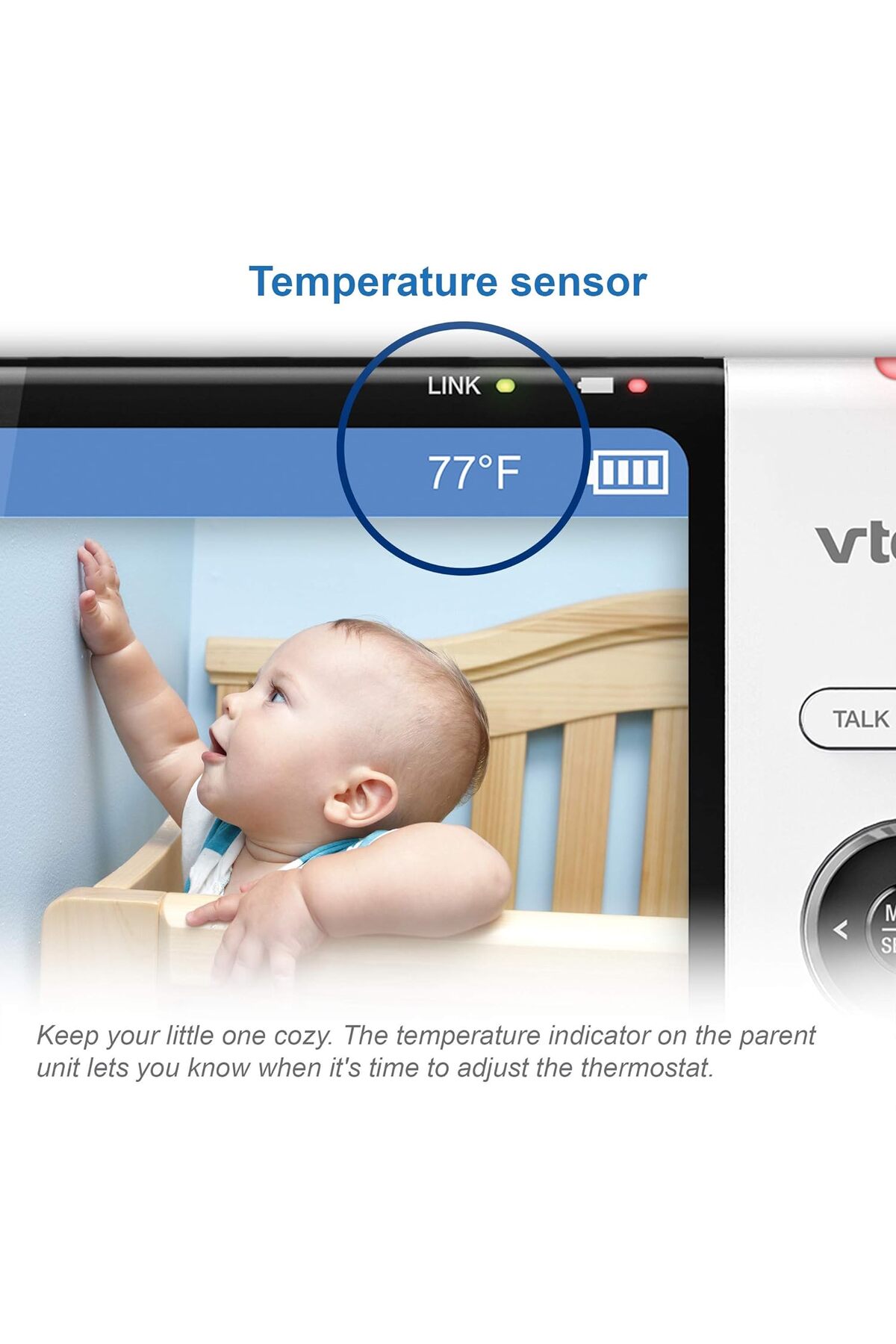 VTech Baby VTech VM919HD Pil Destekli Video Monitörü - 15 Saat Video Akışı, 7 Inc fotoğrafı 3 (önizleme)