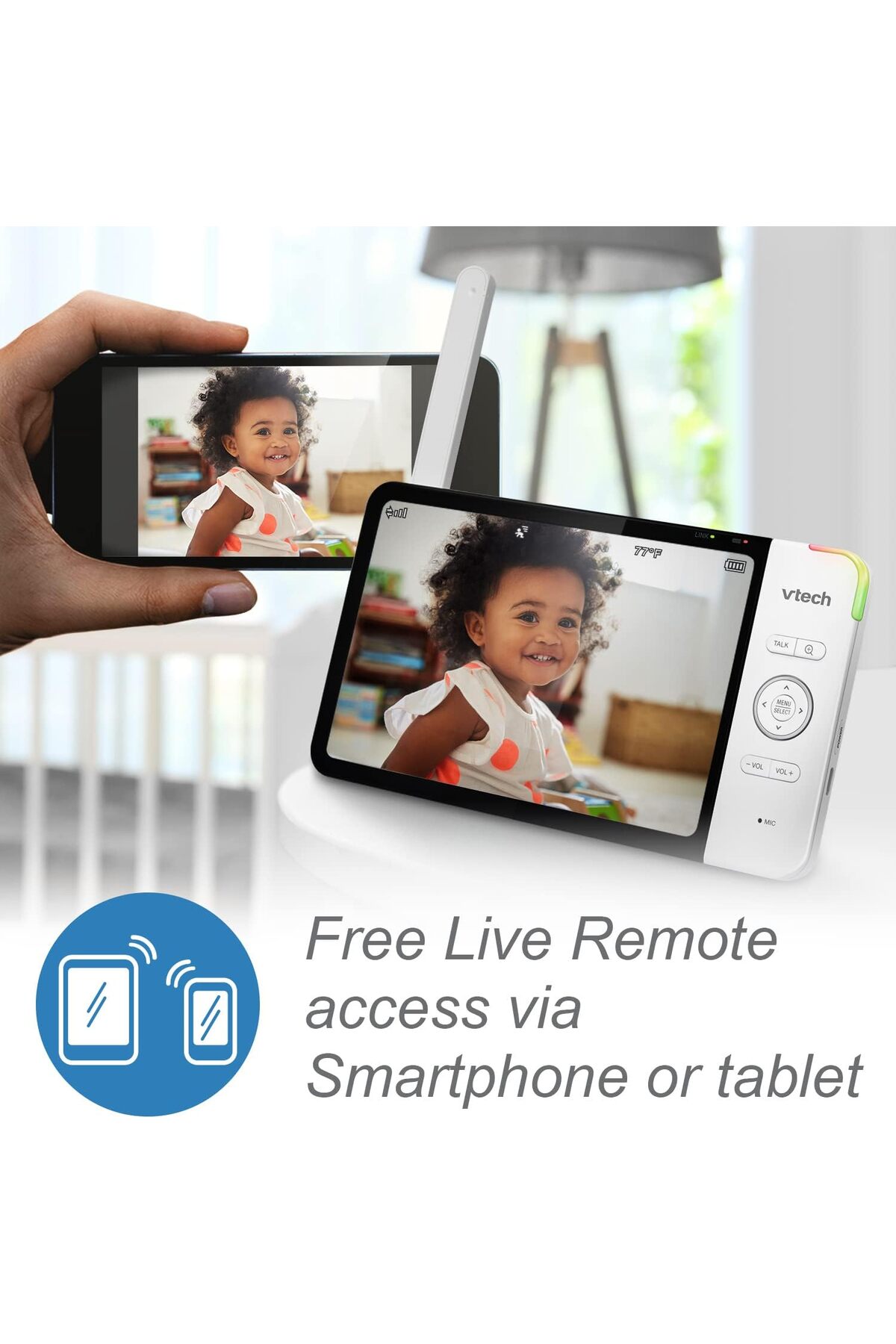 VTech Baby VTech RM7764HD 1080p WiFi Uzaktan Erişim Bebek Monitörü - 7 Inc fotoğrafı 3 (önizleme)