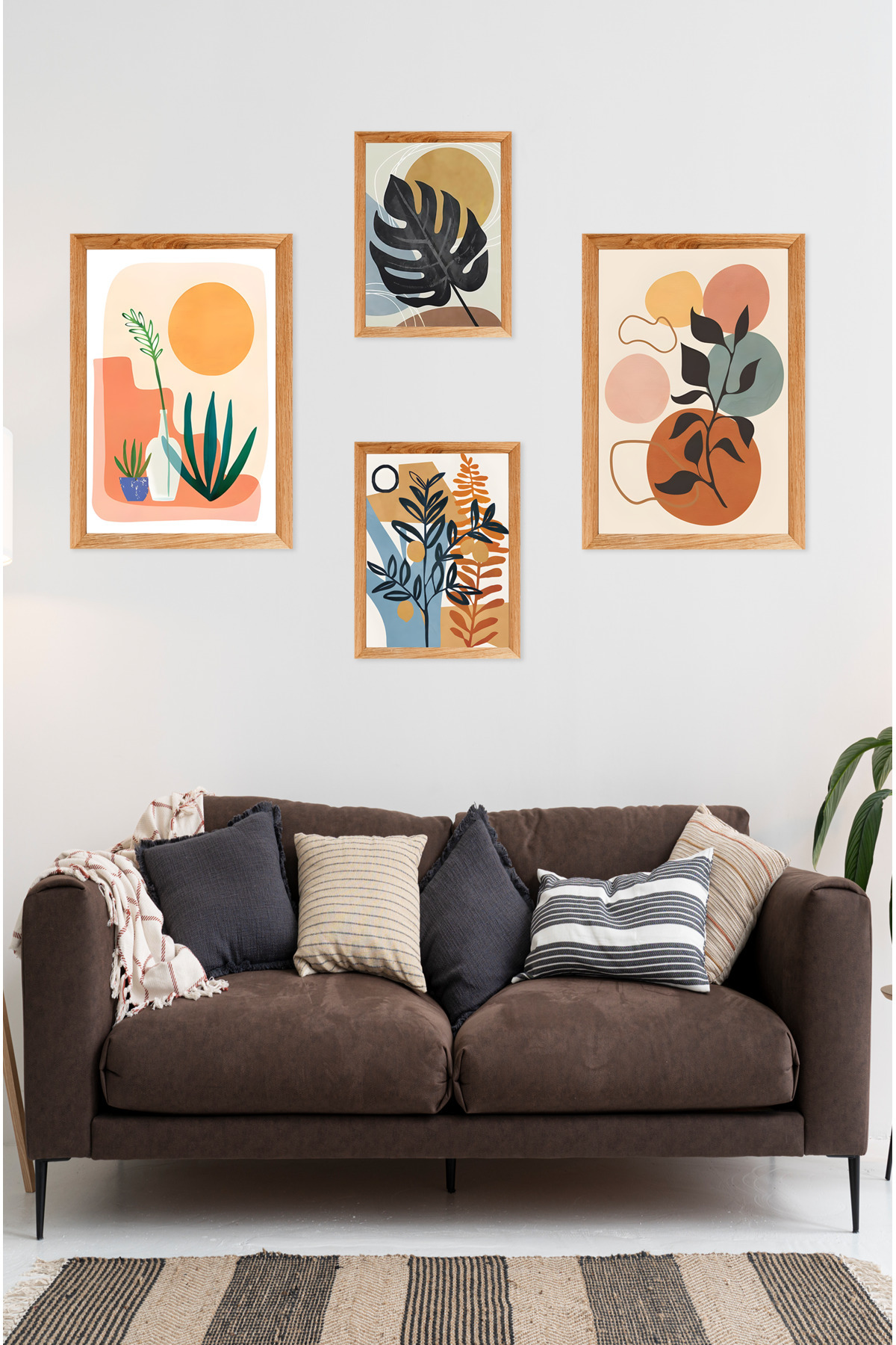 NOTPA 4 Parça Ahşap Çerçeve Görünümlü Sanatsal Tablo Seti SET001 2 ADET 21X30 2 ADET 13X17