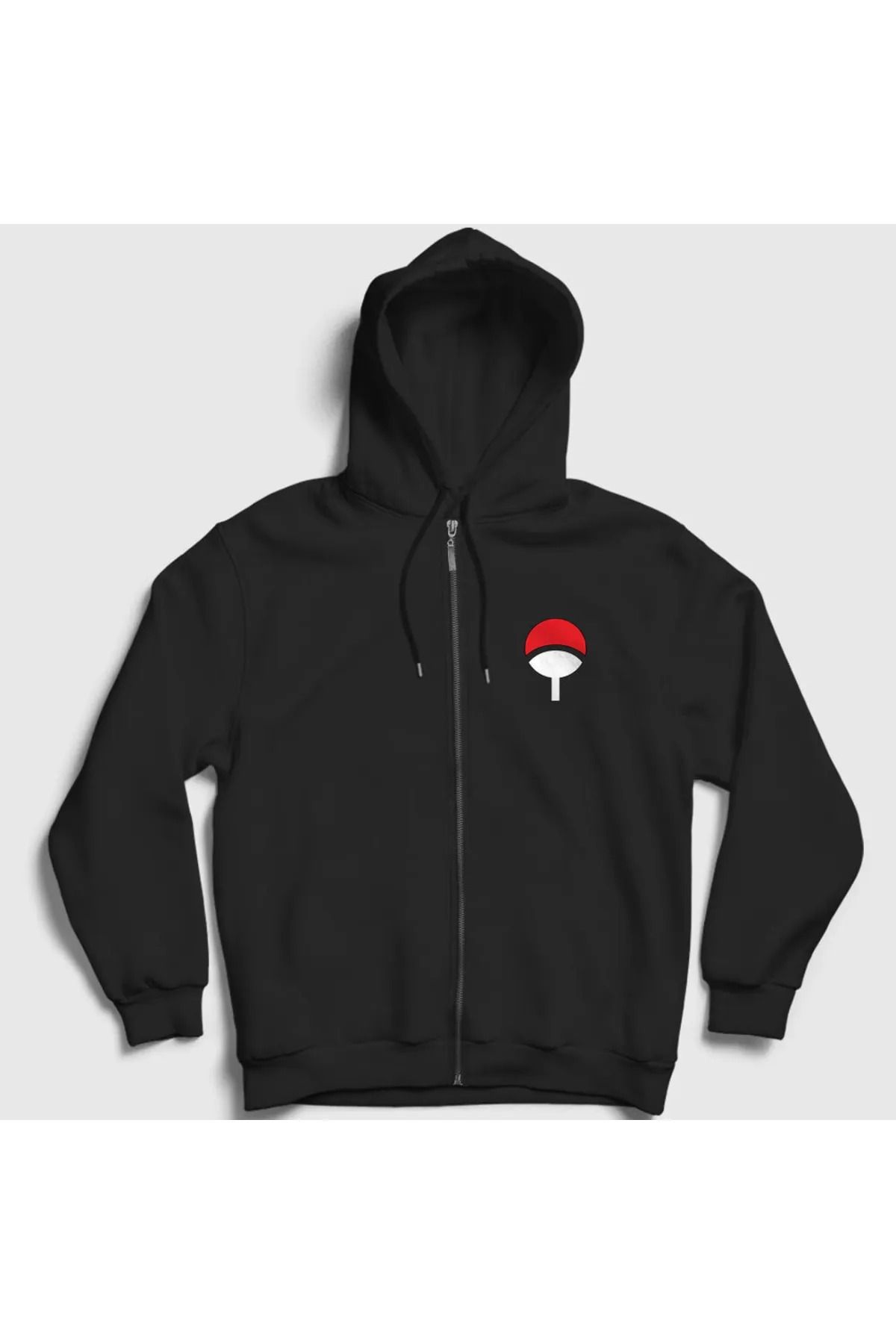 JDM Unisex Black Uchiha Clan Anime Naruto Zip Hooded Sweatshirt134531tt Trendyol