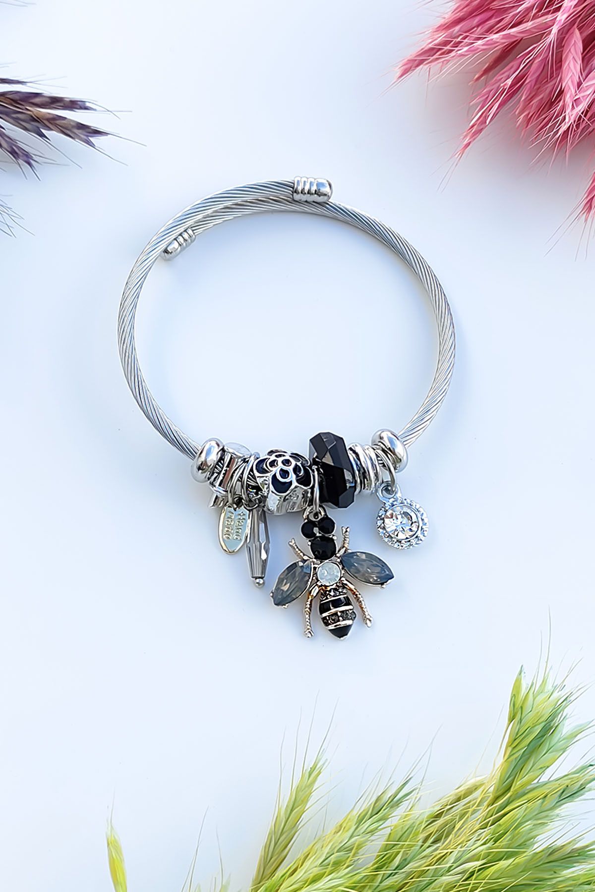 TREND COLLECT ON Women s Silver Bee Model Tarnish Steel Charm