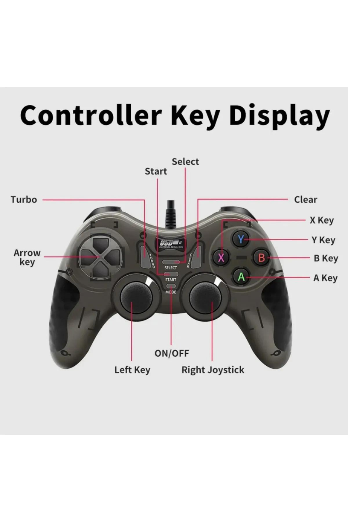 LOBO Usb Joystick Gamepad Oyun Kolu Pc Bilgisayar Laptop Uyumlu 6