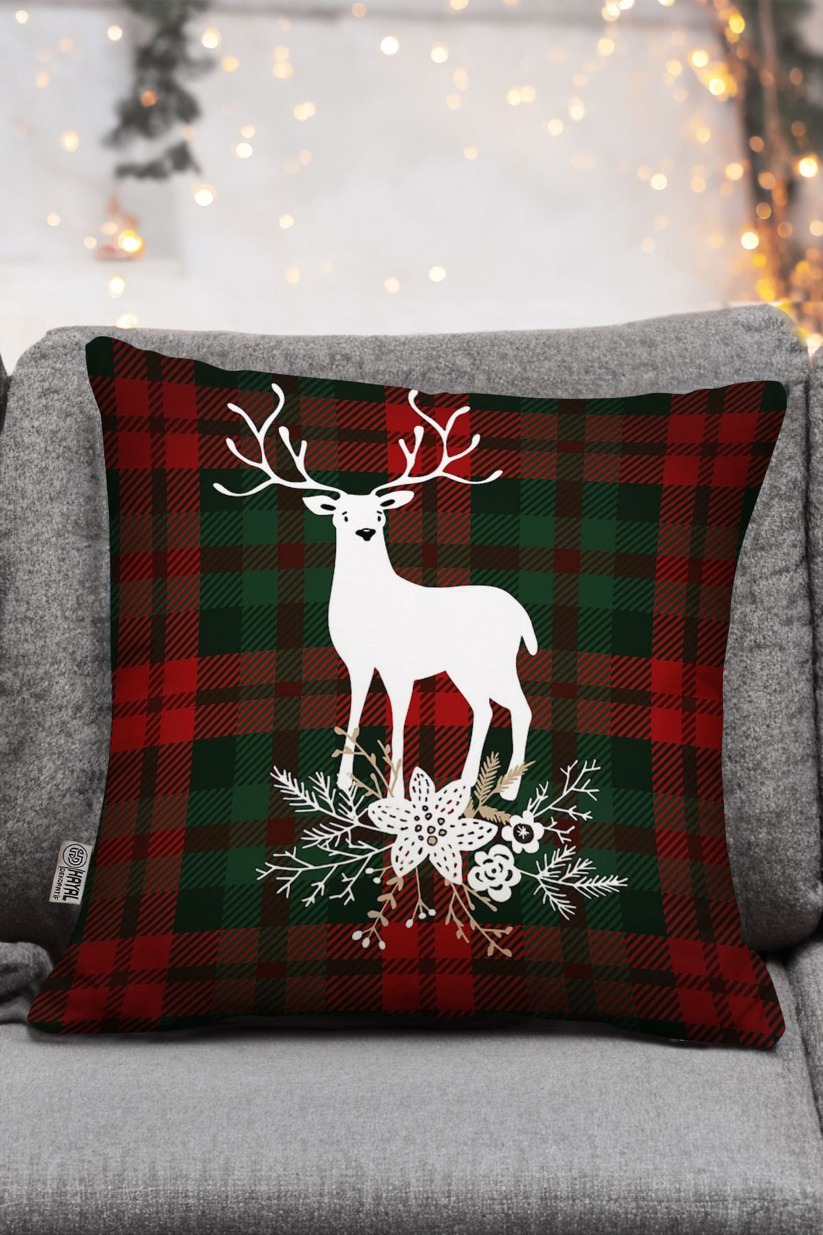 Plaid sales deer pillow