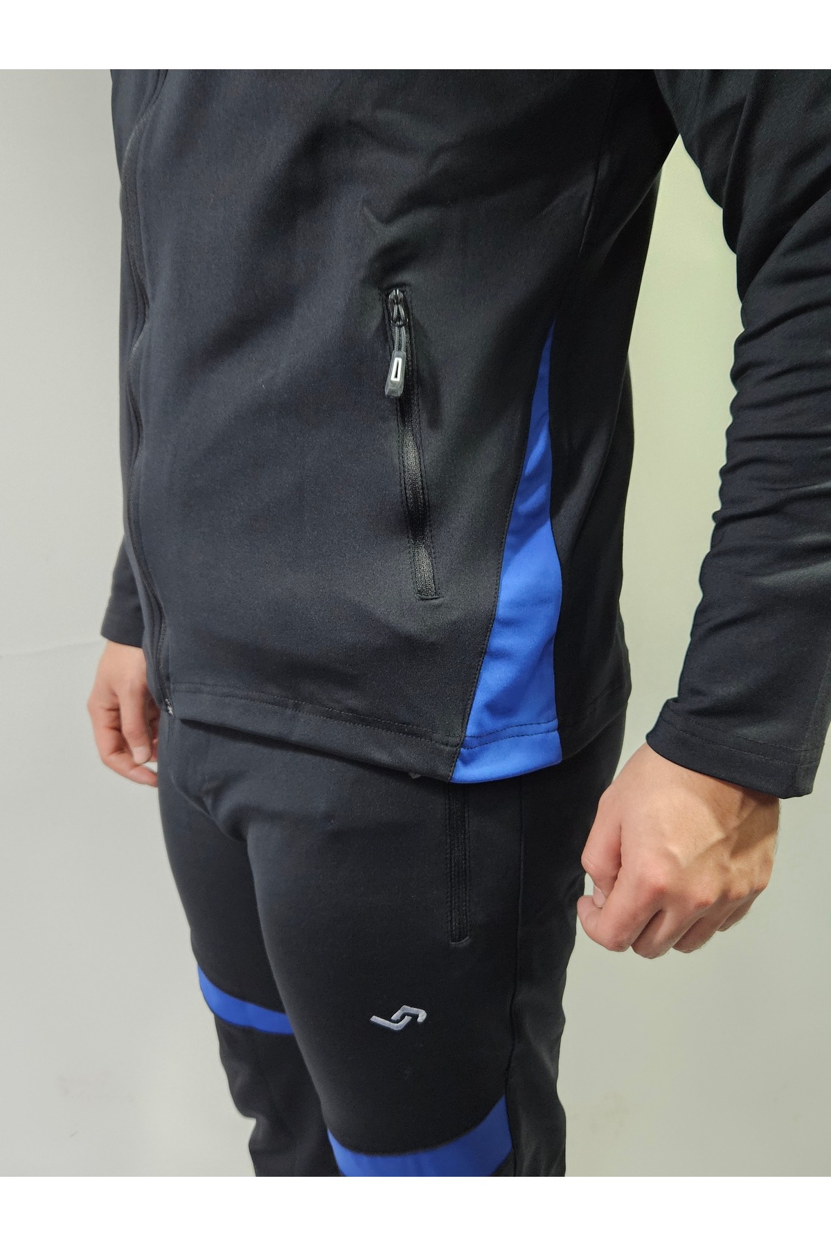 Erkek Dalgıç Kumaş Slim Fit Eşofman Takımı — مشکی JERE 4112 — تصویر 4 از 7