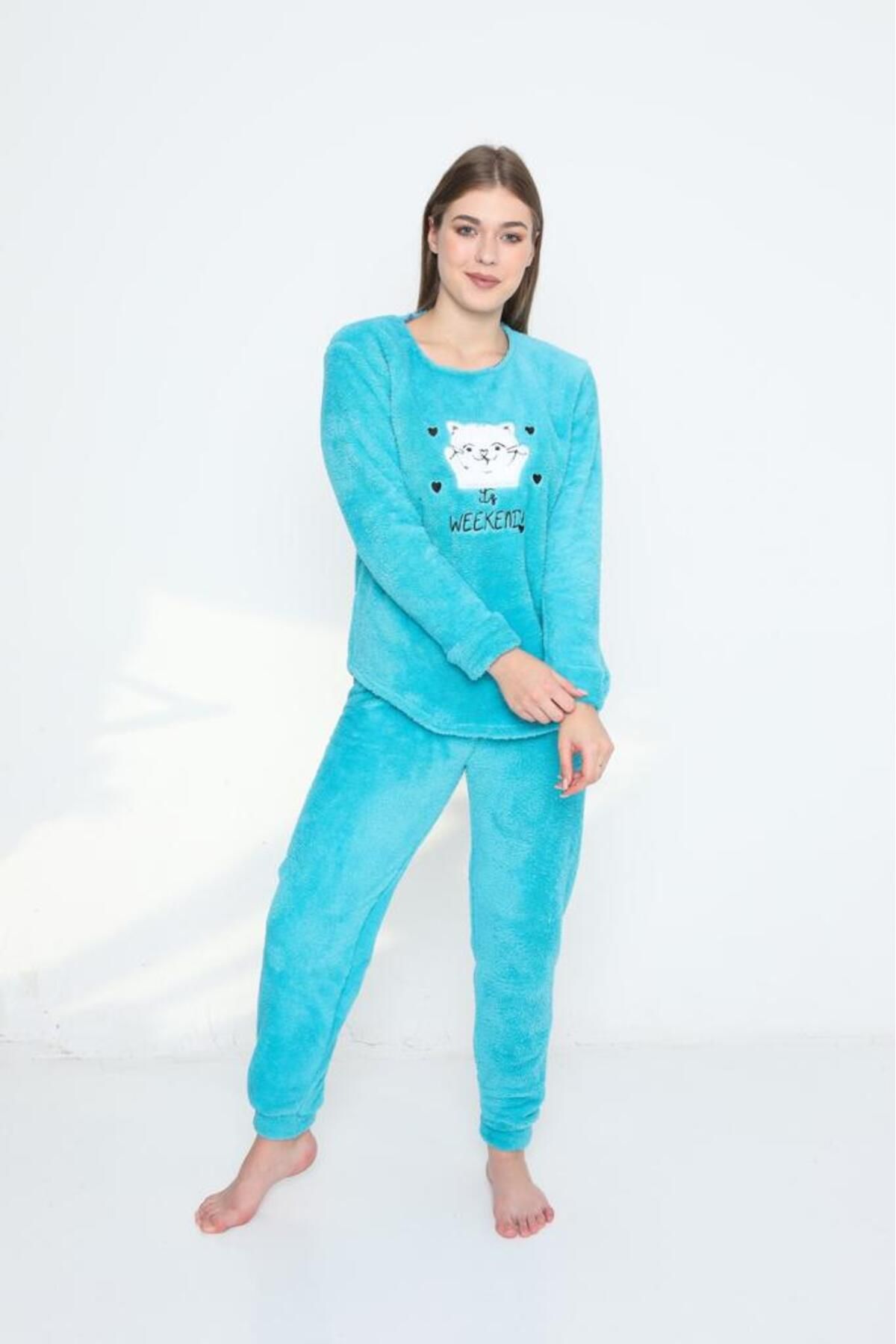 FAMES P JAMA Weekend Turquoise Wellsoft Winter Women s Pajama Set