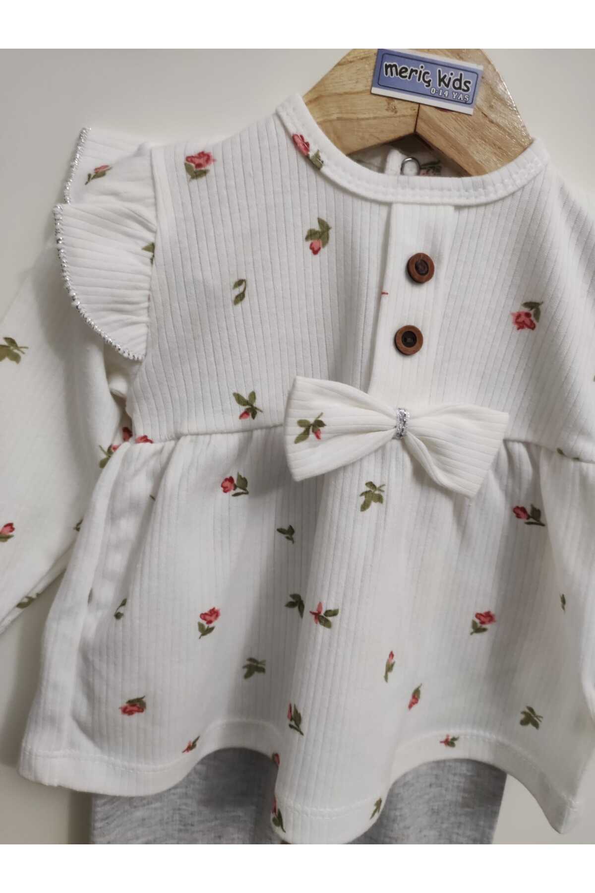 ست نوزادی دخترانه اکرو Meriç bebe | 1426-NFT-ÇİÇEKLİ-TK اورجینال - تصویر 3
