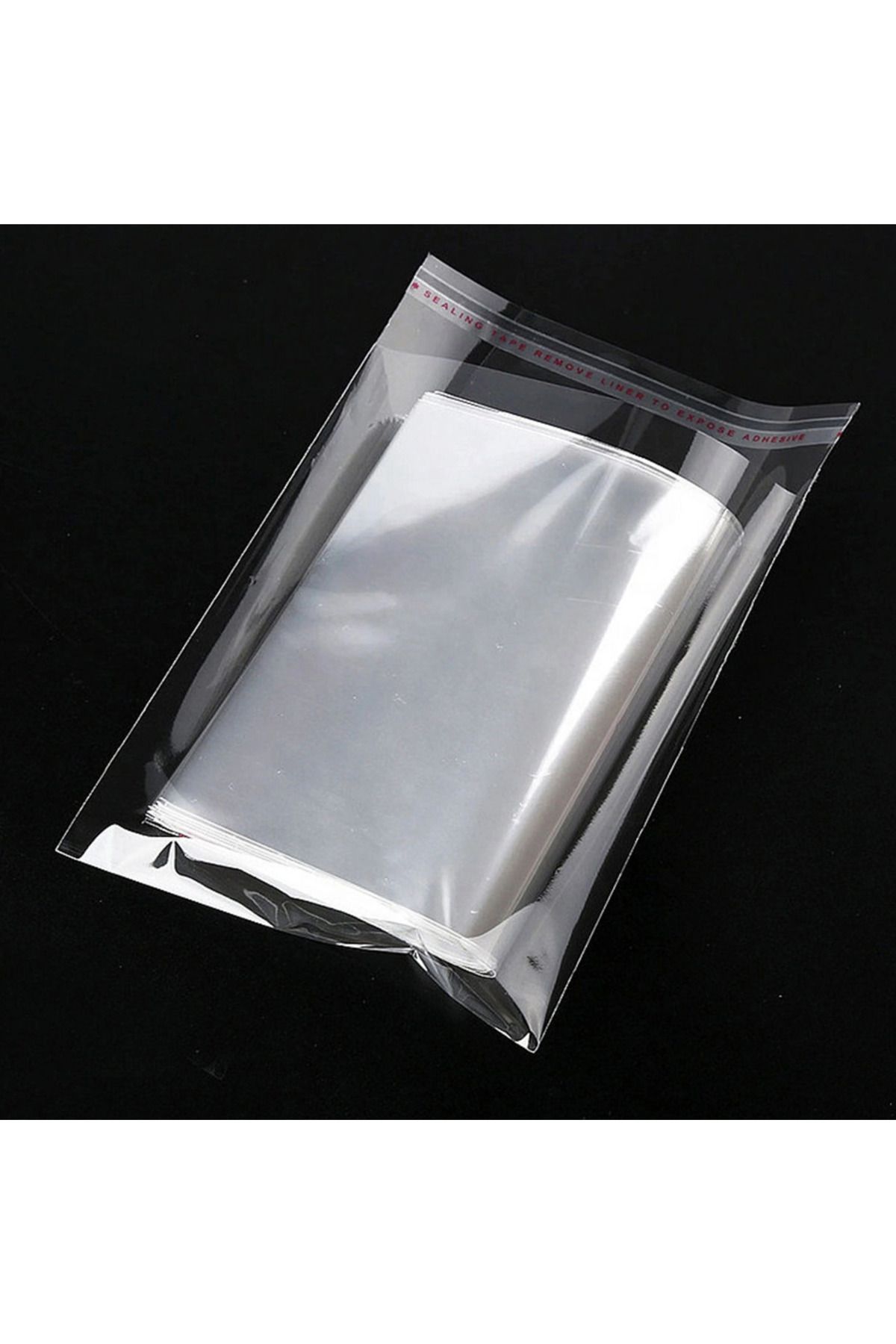 200 ADET Şeffaf Bantlı (20x25 Cm) Parlak Jelatin Poşet (200 Adet) - Şeffaf Hediye Poşeti