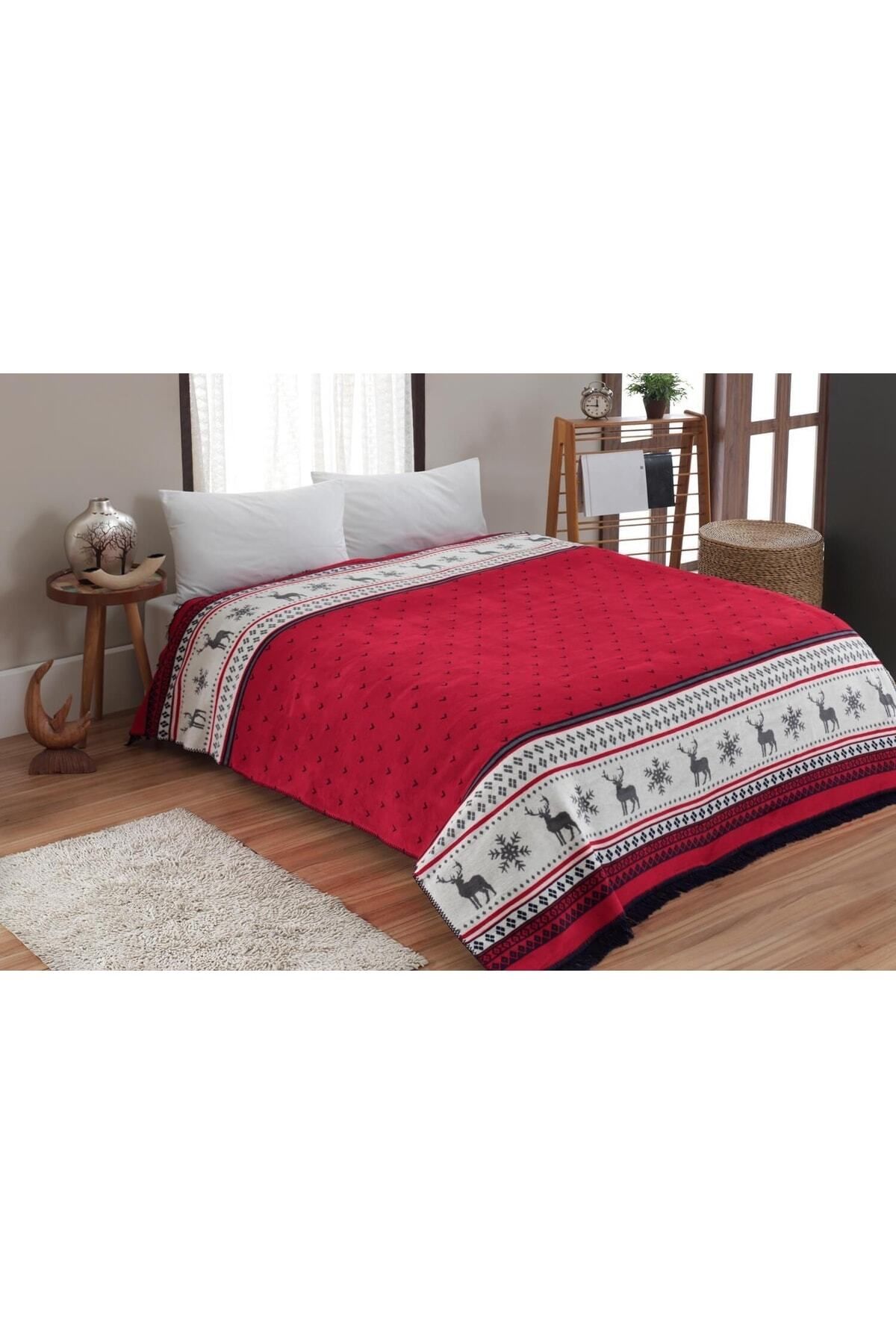 Dolce Bonita Home-Pătură dublă din bumbac 200x220 Carmelo Roșu Bleumarin 2