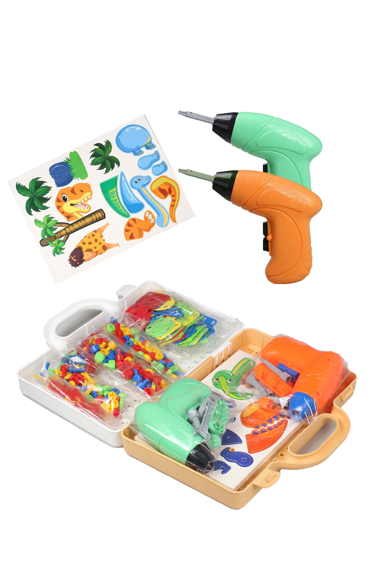 Toyaş Eğitici Matkap Seti 355 Parça Dinozorlar,Şekiller ve