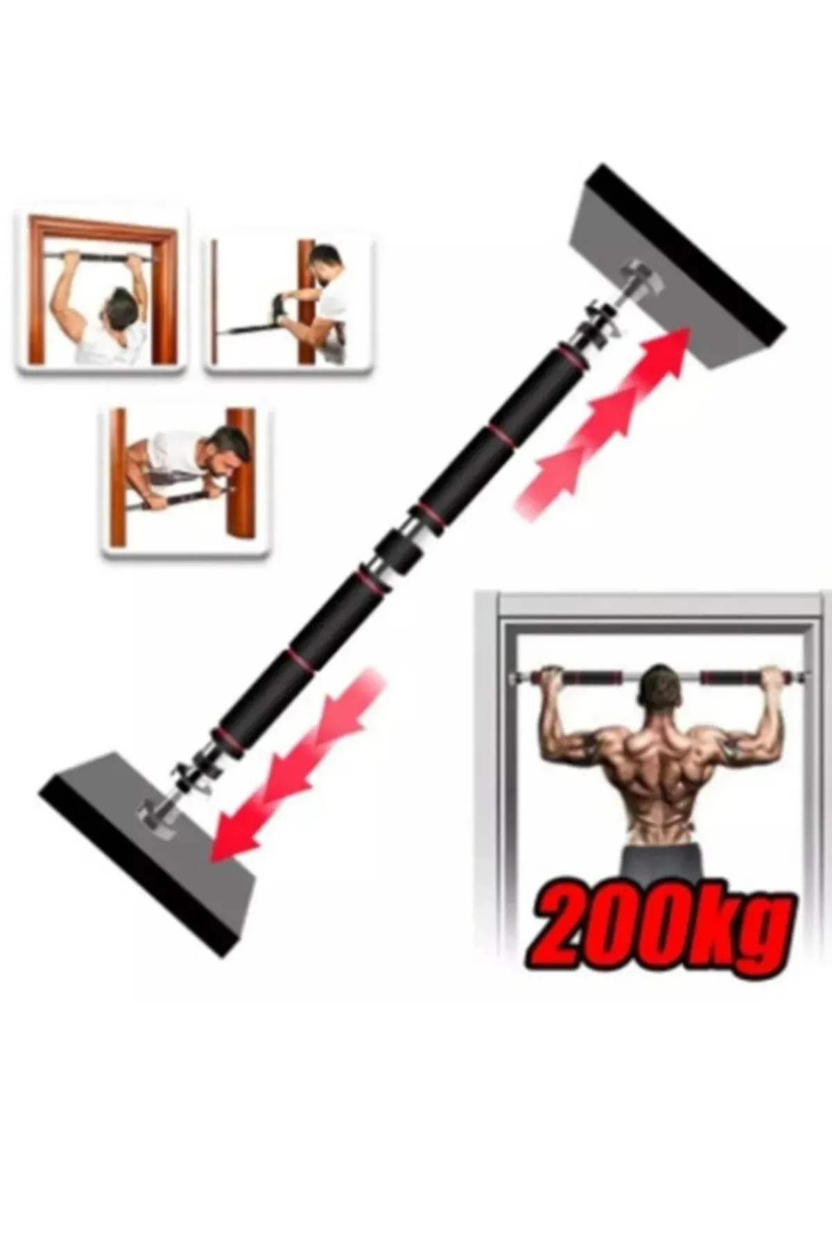 Genel Markalar Uzun Barfiks Çubuğu 80-130 Cm Çift Süngerli Ayarlanabilir Barfiks Çekme Demiri Barfiks Aleti