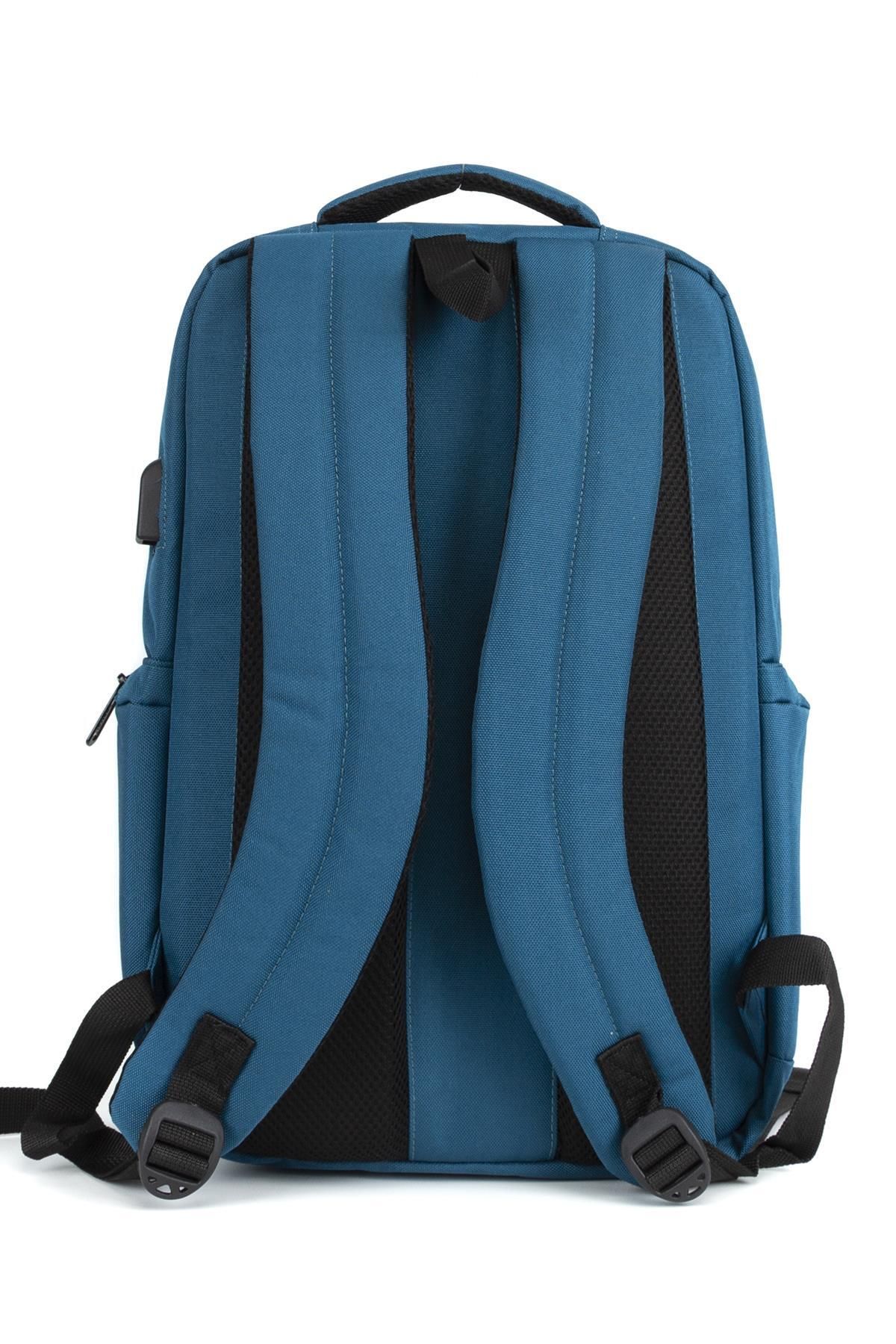 Blue store velvet backpack