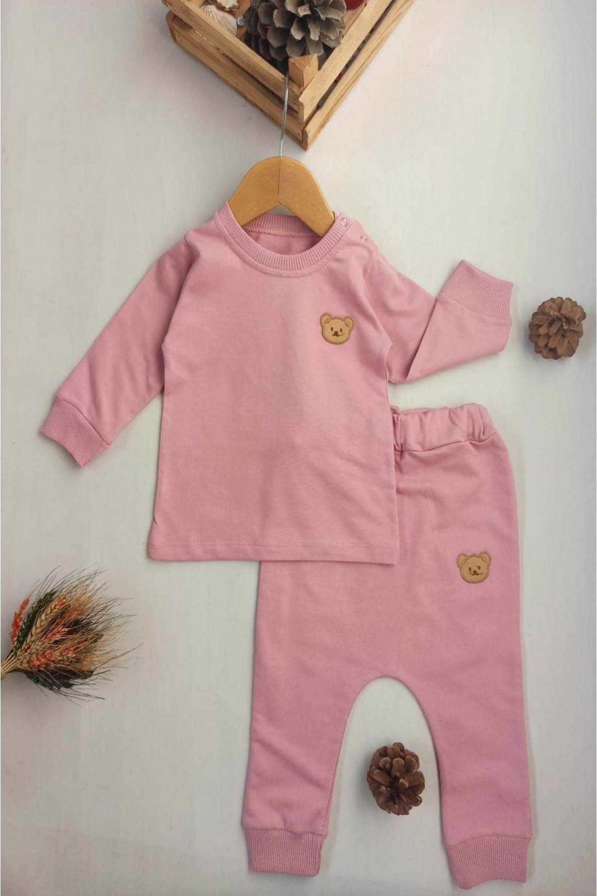 diamondstar Bear Appliqued Dusty Rose Sweat Suit 6 18 Months