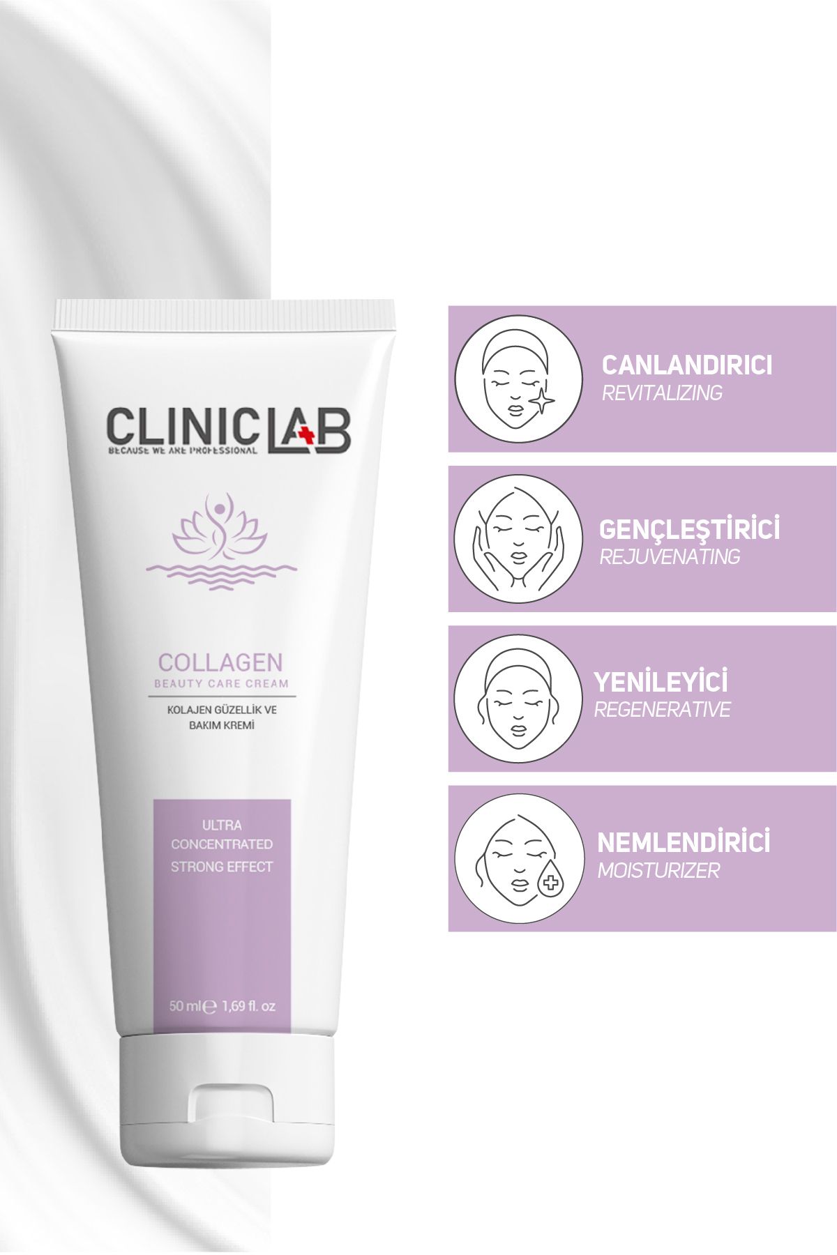 کرم جوان کننده و آرایشی حاوی کلاژن 50 میلی لیتر Cliniclab