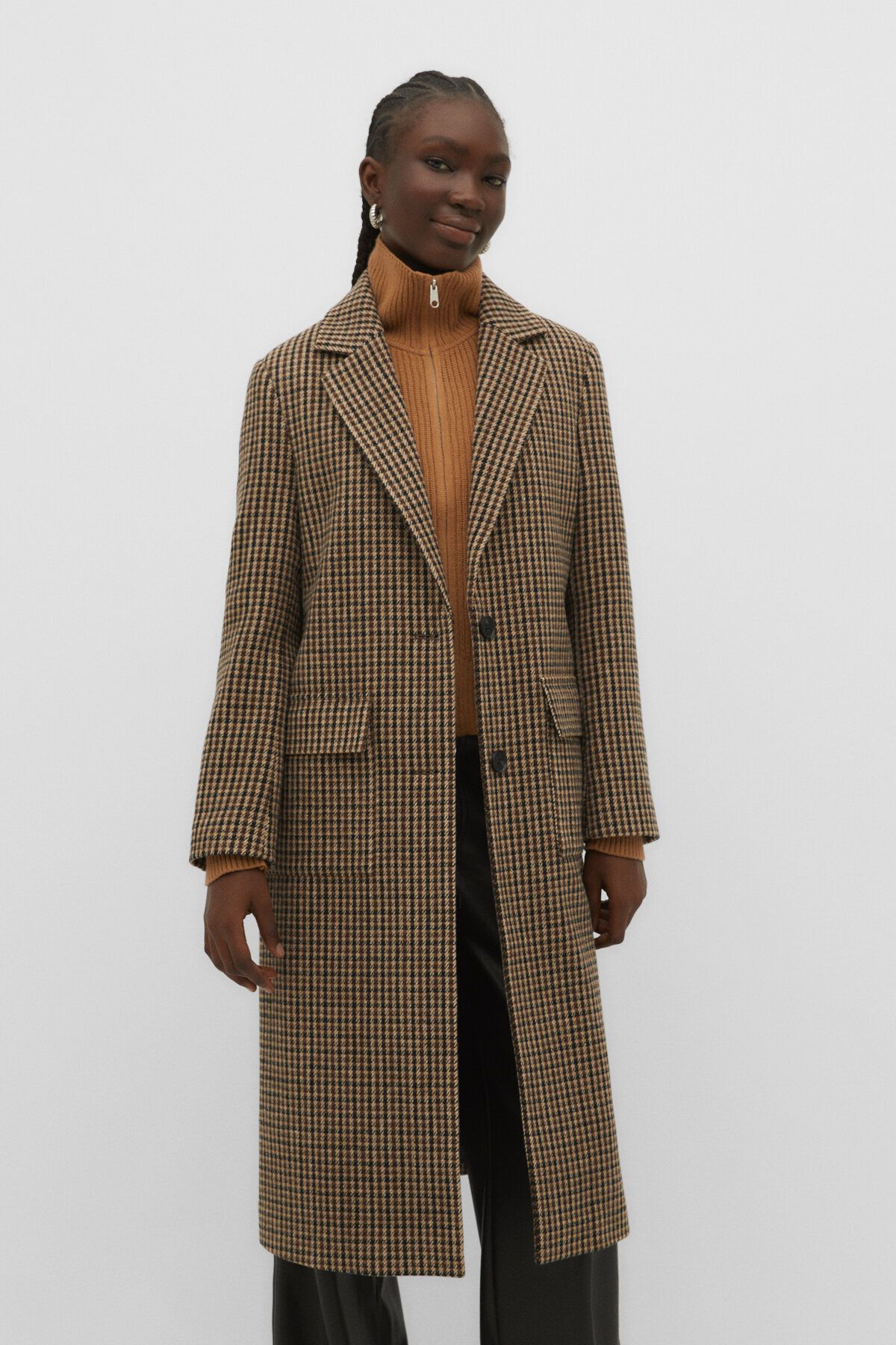 Stradivarius check deals coat