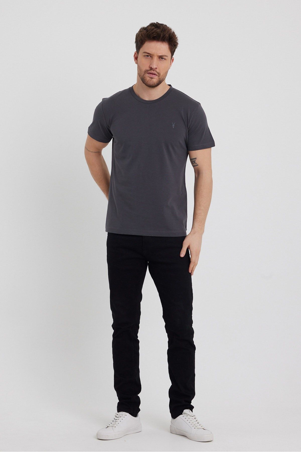COMBİNE MİCHAİL-Tricou cu mânecă scurtă din bumbac, slim fit, afumat 5