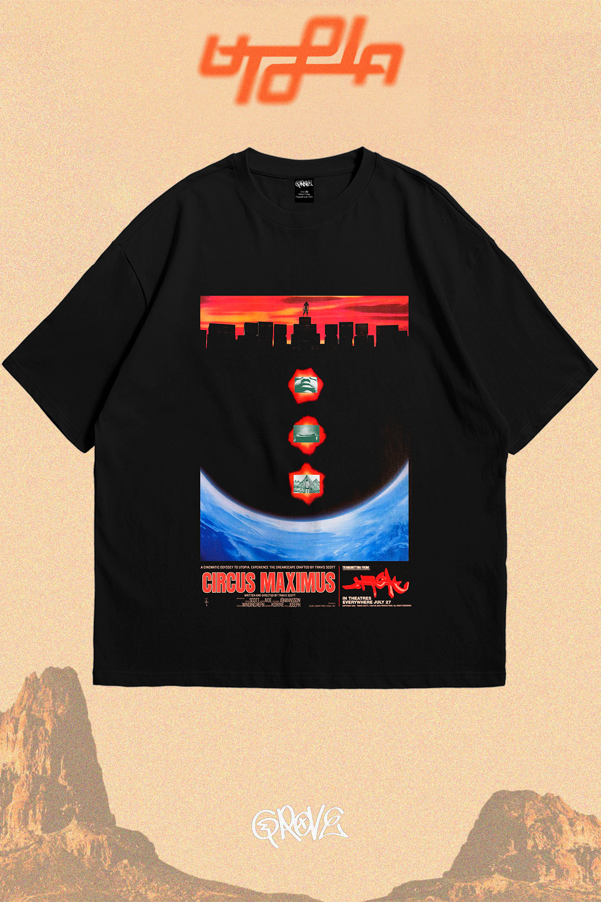 Grove Fashion Circus Maximus Travis Scott Baskılı Unisex Oversize