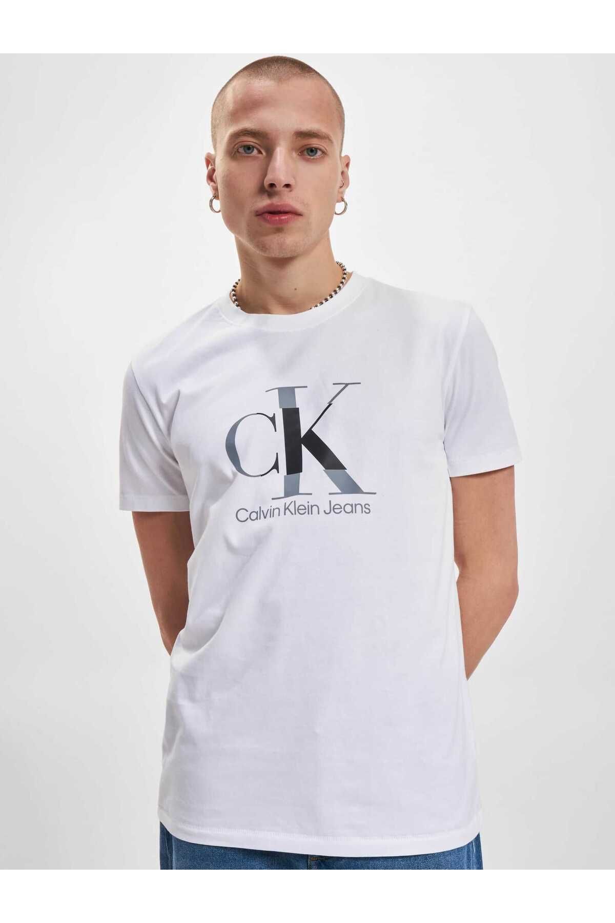Calvin Klein Herren Calvin T-Shirt Disrupted Trendyol Jeans Monologo - Klein