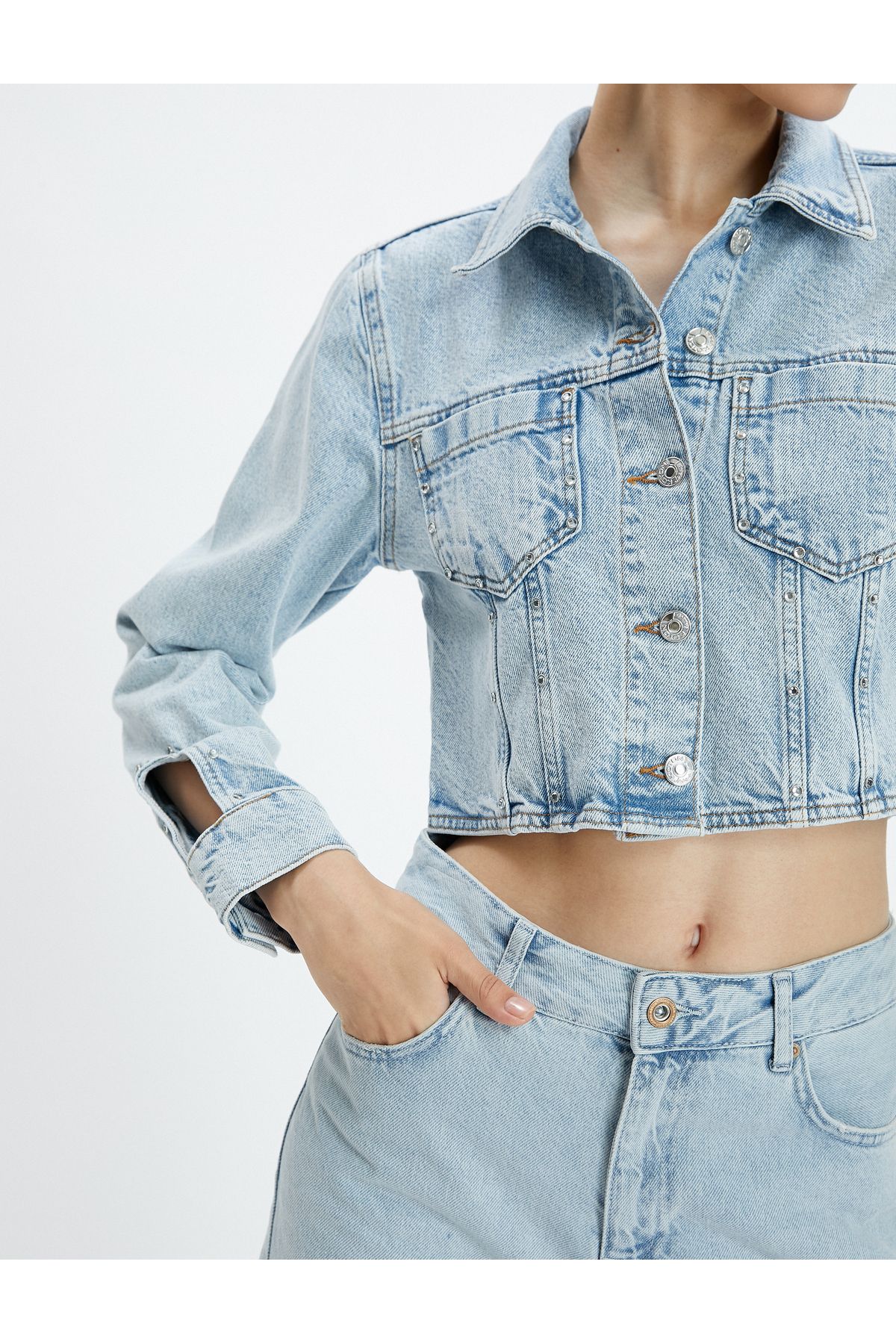 Denim jacket shop with cotton sleeves