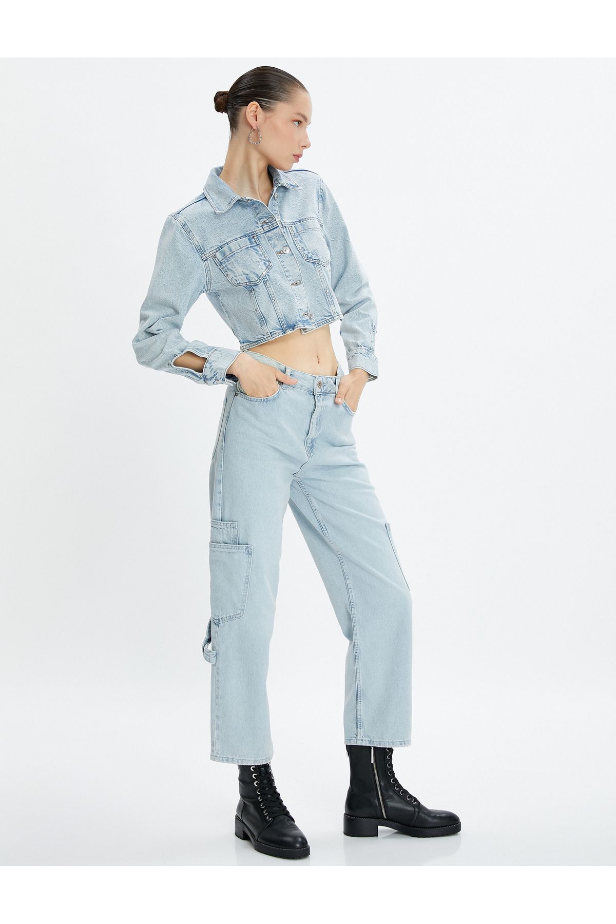 Denim jacket best sale with cotton sleeves