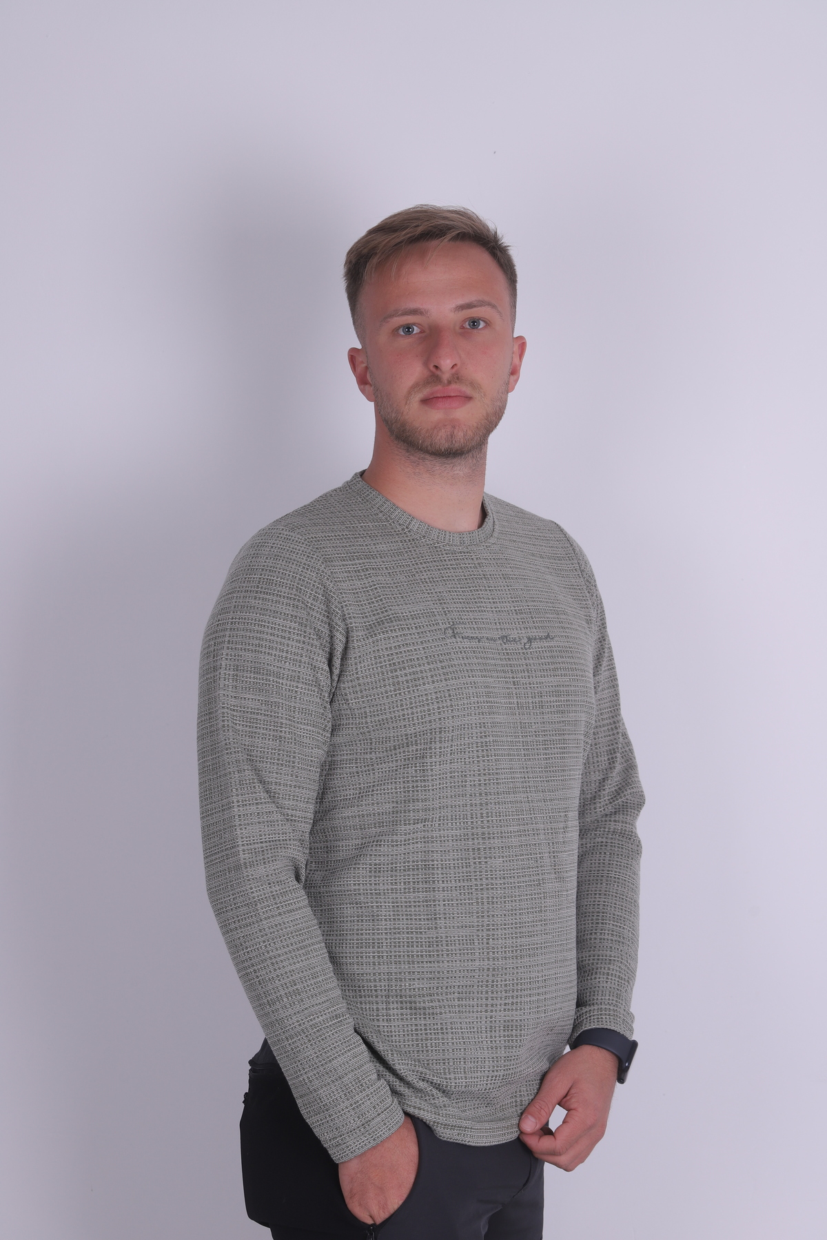 Beige Striped Knitwear Sweater