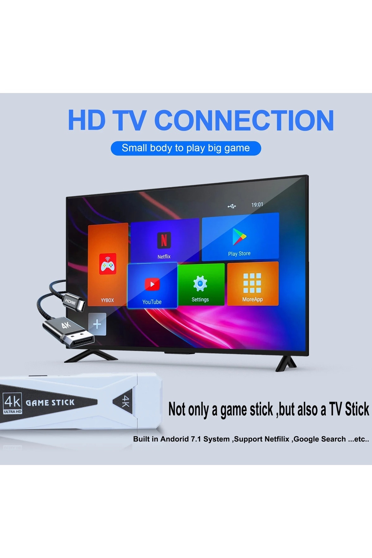 M10 HDMI 4K Kablosuz TV Stick 10000+Oyun Android Retro Oyun Konsolu 2