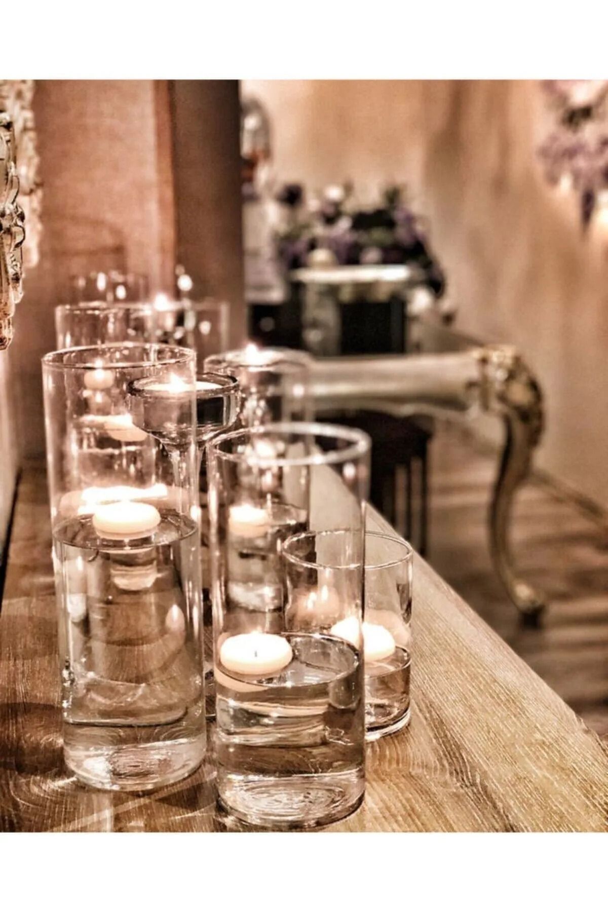 Nom Trend Set of 3 Cylinder Glass Vase WITH CANDLE GIFT Candle