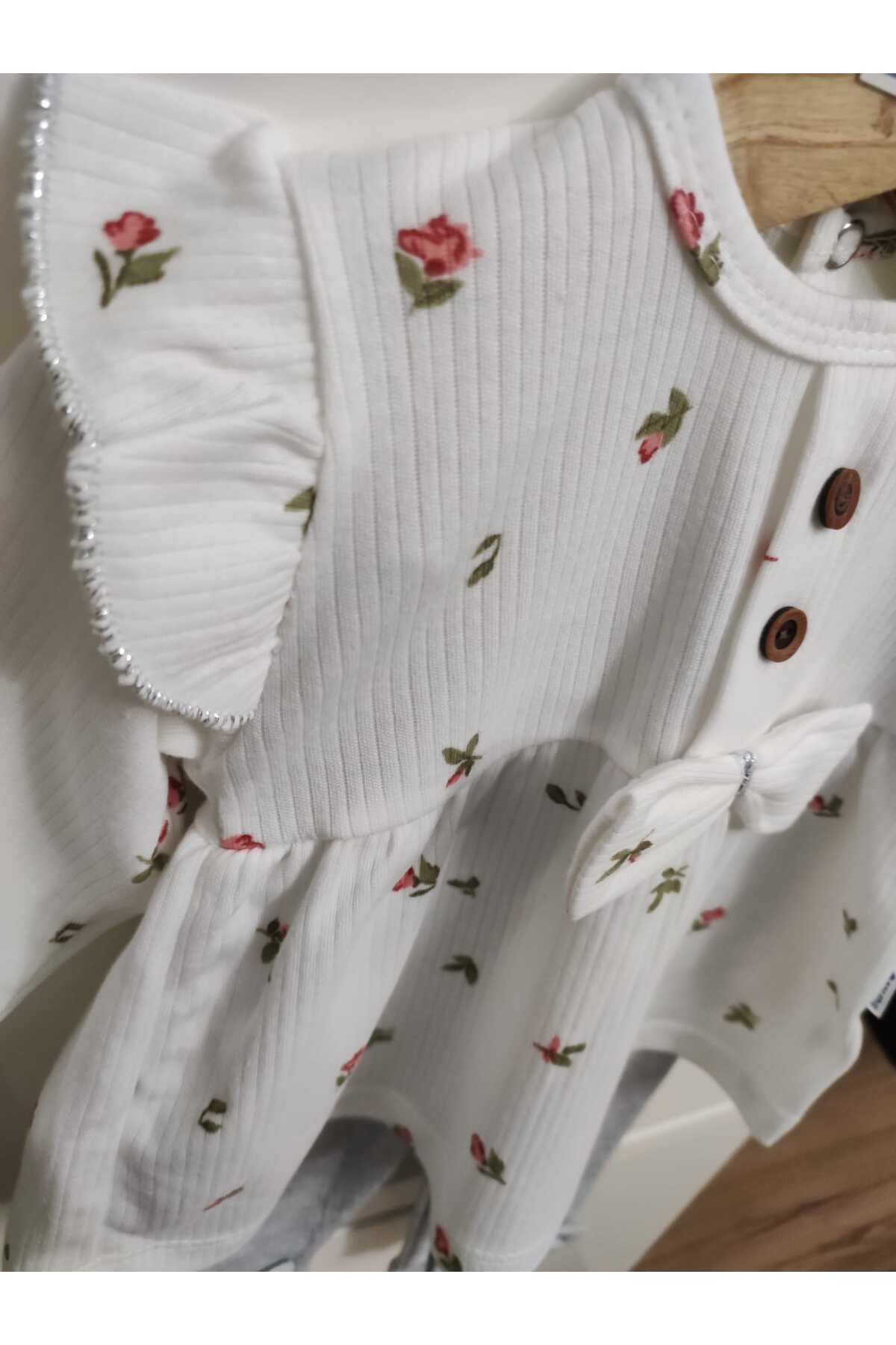 ست نوزادی دخترانه اکرو Meriç bebe | 1426-NFT-ÇİÇEKLİ-TK اورجینال - تصویر 5