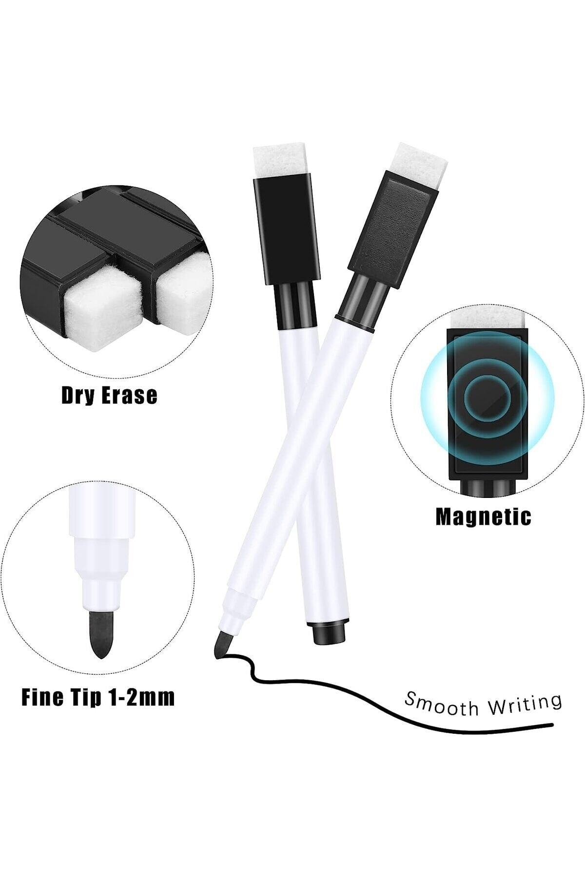 Dünya Magnet 2 adet Beyaz Tahta Kalemi Silgili Mıknatıslı Mini boy