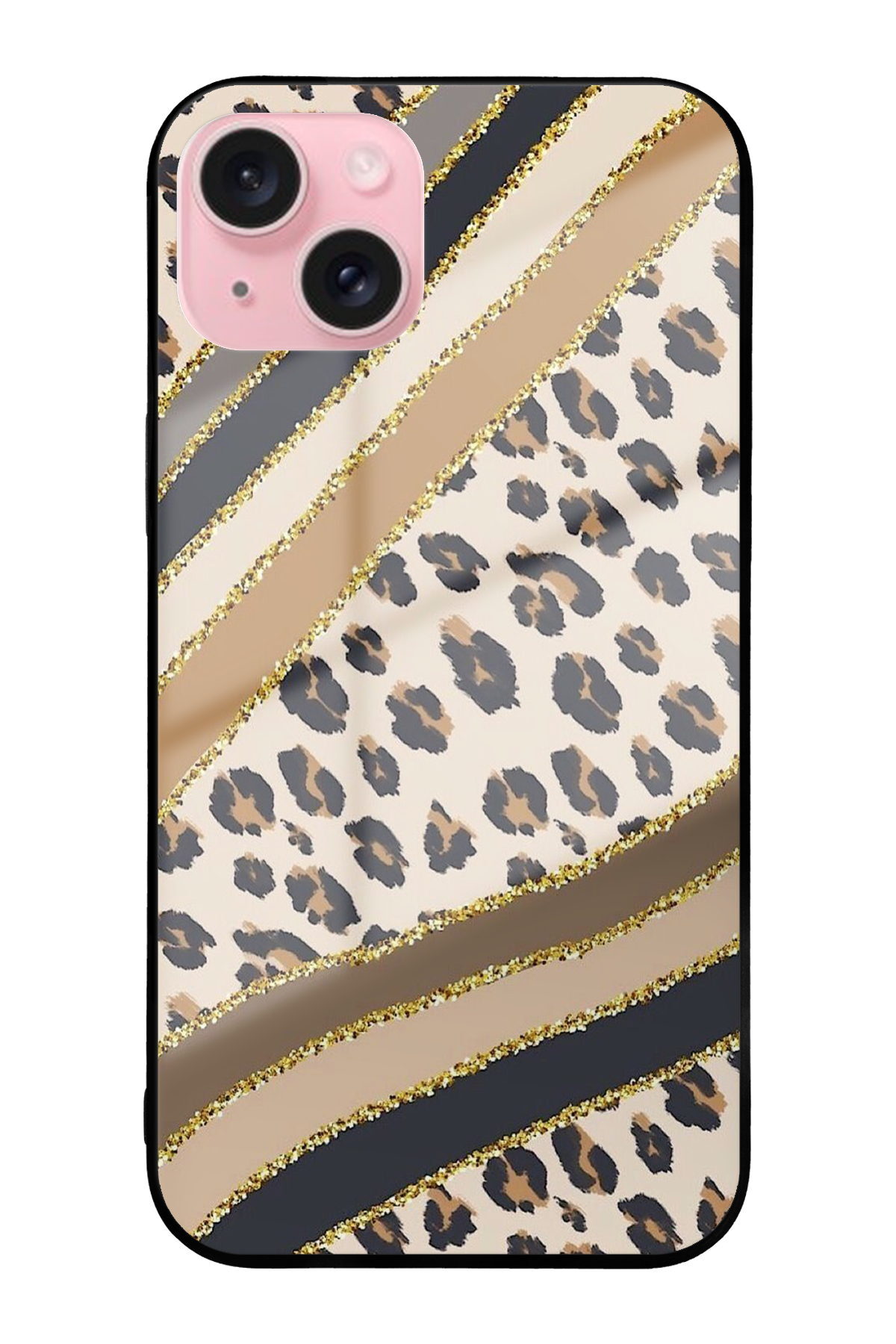 Apple iPhone 15 Plus ile Uyumlu Silikon Arkası Cam Kapak Desen 51g Tasarımlı Cam Kılıf