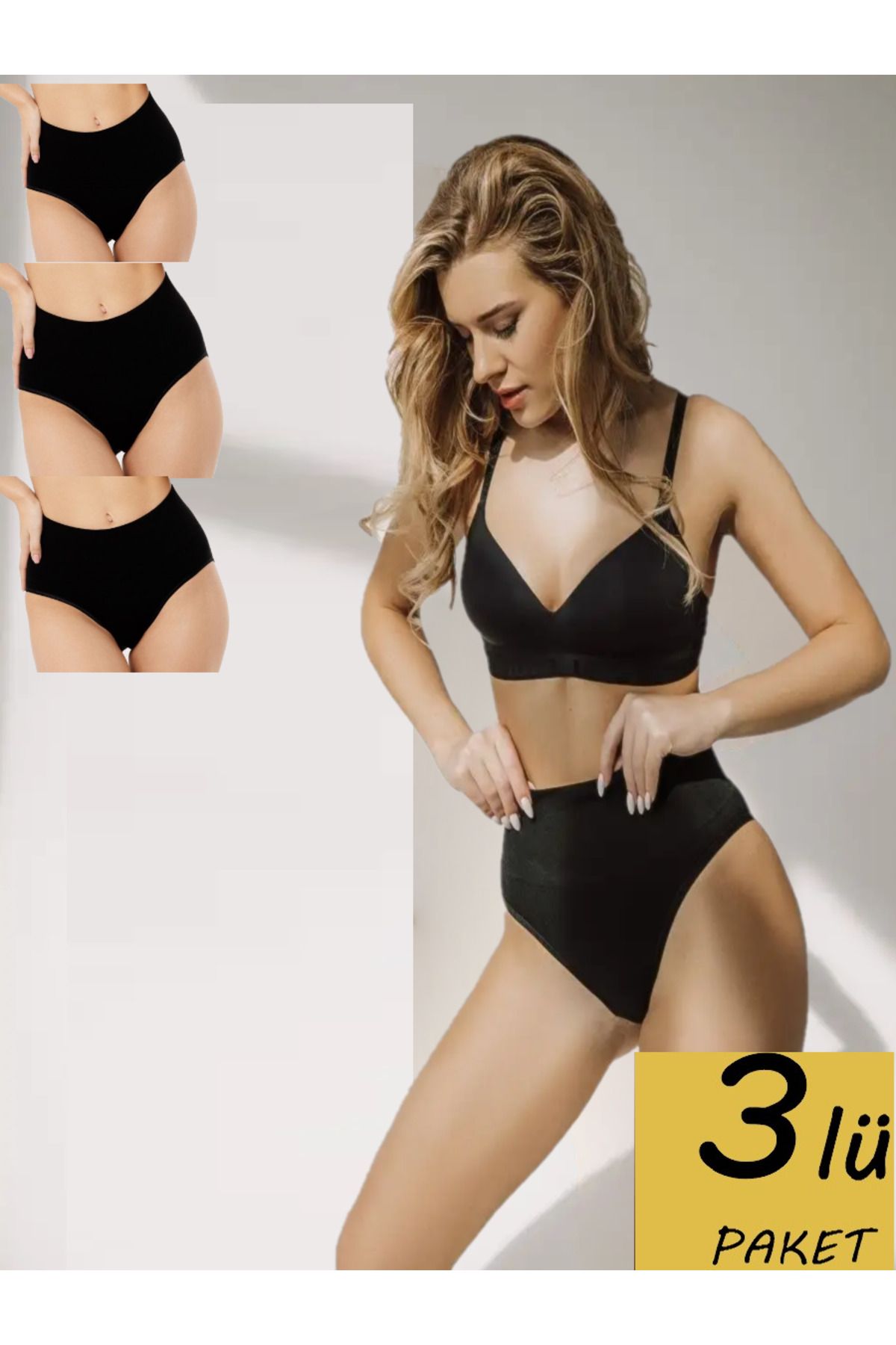 MİSTİRİK Mabet Model 3lü Seamless Mdeol Slip Spor Koseli Külot Siyah Renk MABETT-SKORSE1