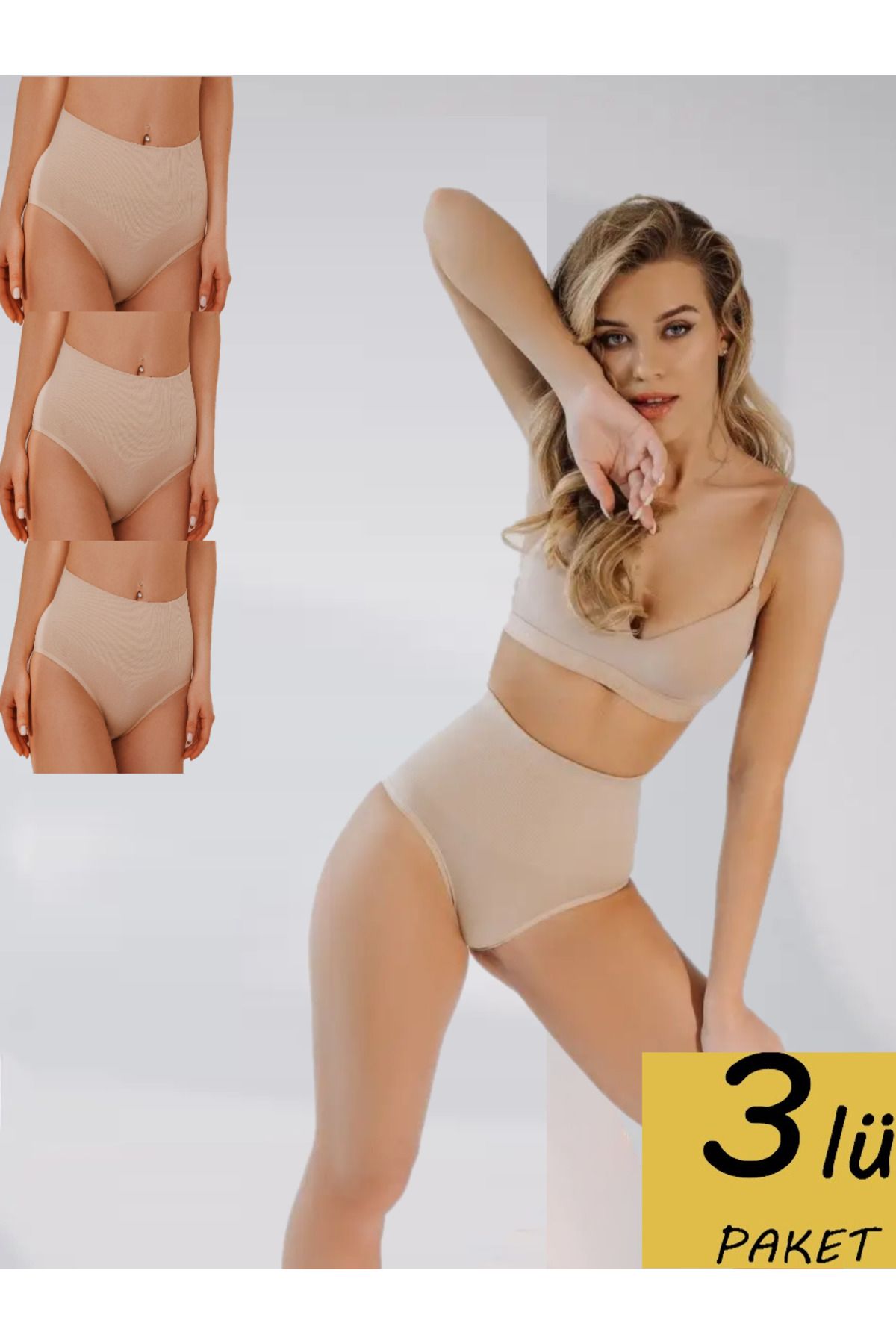 MİSTİRİK Mabet Model 3lü Seamless Mdeol Slip Spor Koseli Külot Ten Renk MABETT-SKORSE1