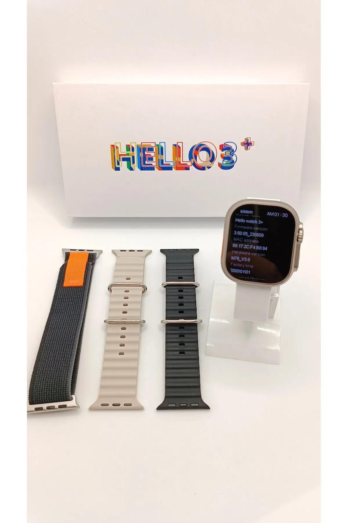 Hello Watch 3+ Plus 4gb Hafıza Ve Aksesuar Bağlantılı Akıllı Saat Amoled Ekran Kordon Hediyeli