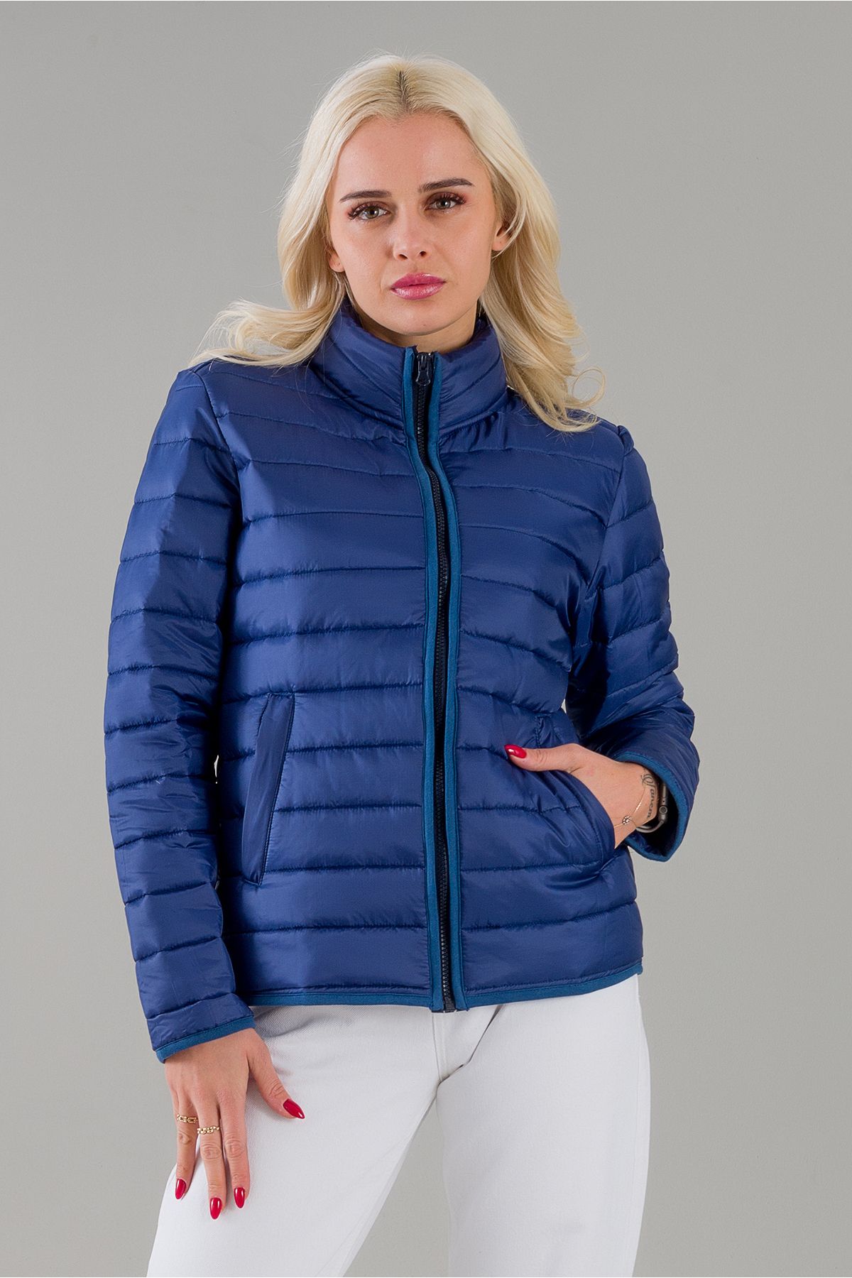 Bold Young Women s Stand up Collar Flato Pocket Waterproof