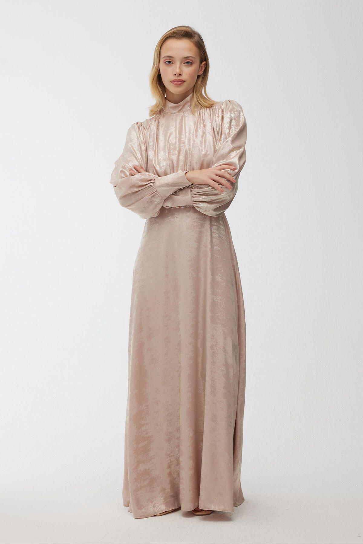 Manuka-Glitzerndes Abendkleid Lachs 3