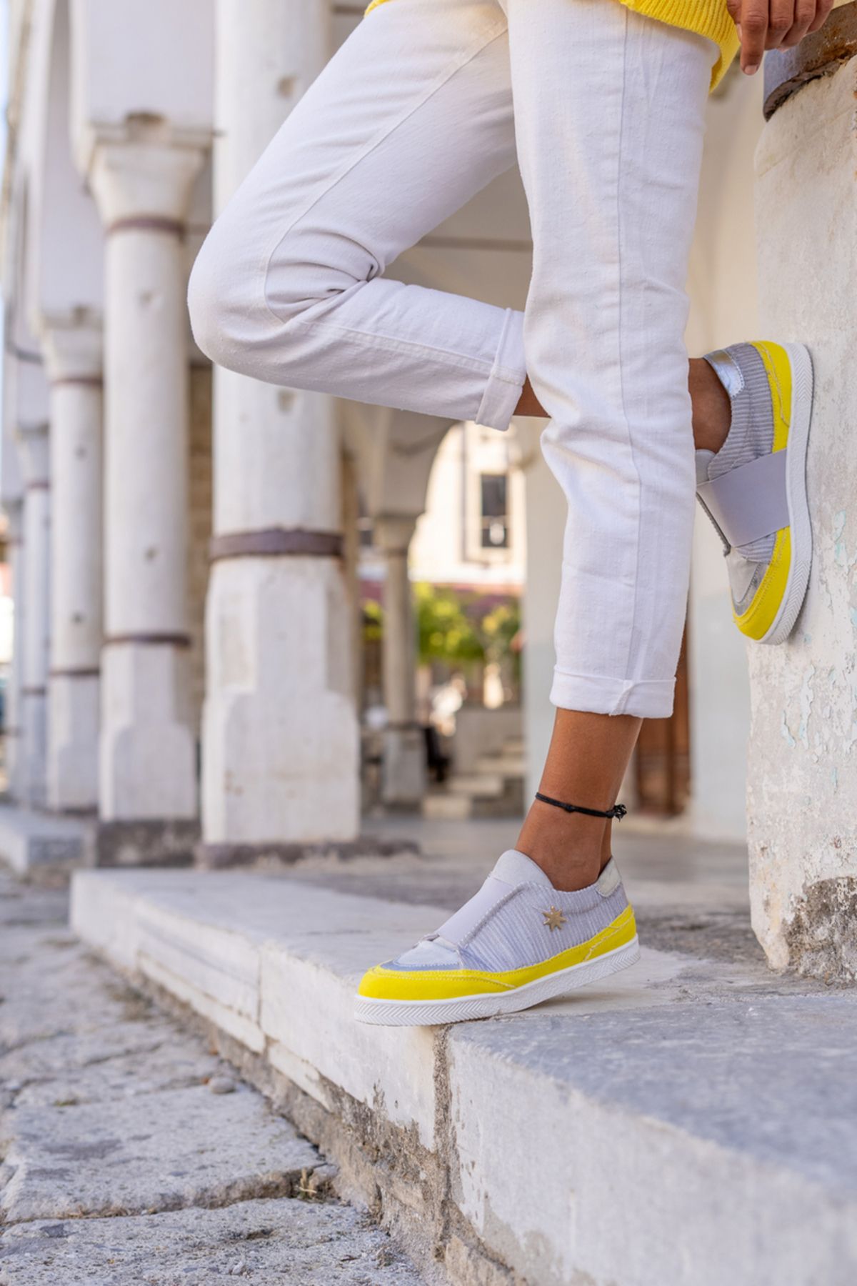 G ne k z Guki35 Women s Gray yellow Casual Comfortable Vegan