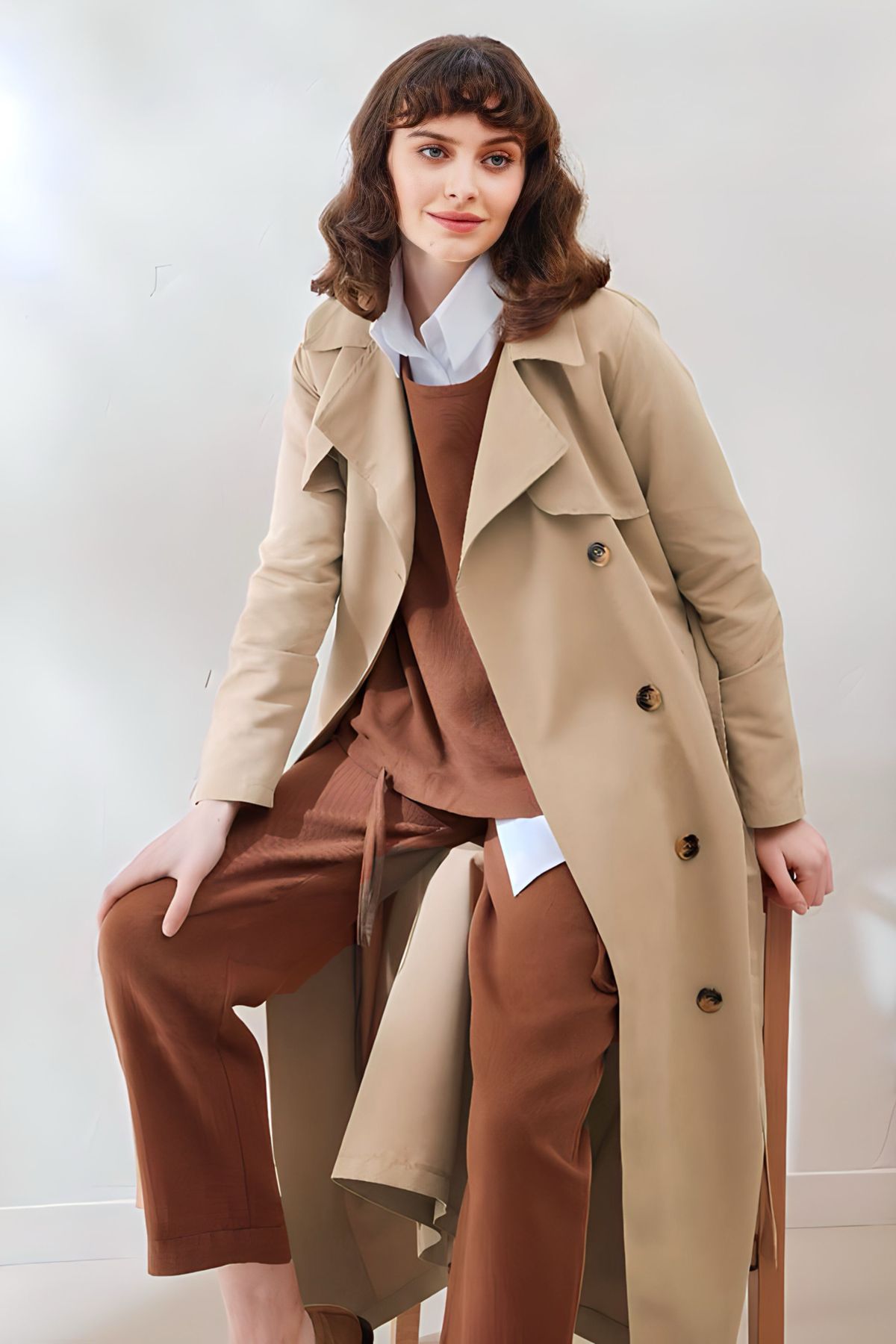 Scarf collar sale trench coat