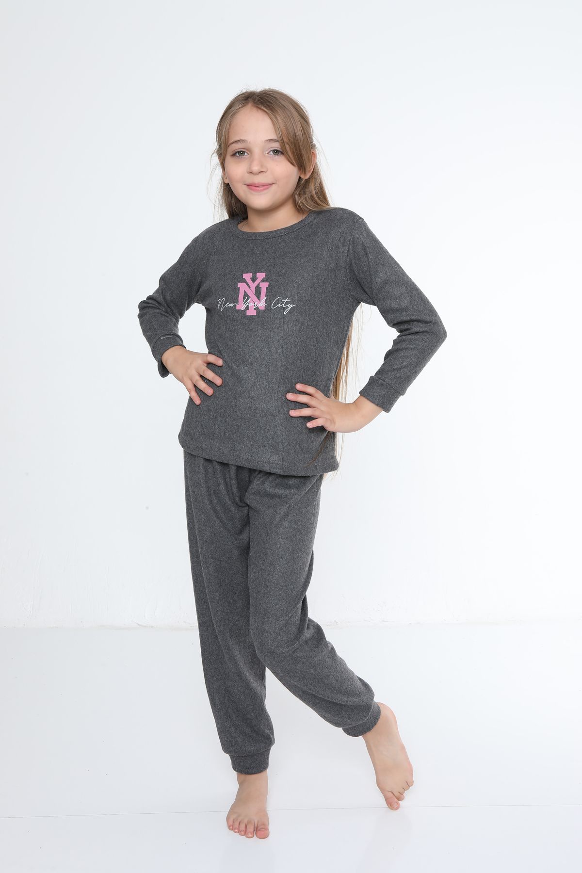 FAMES PİJAMA Set De Pijamale De Iarnă Cu Nervuri Ny Pentru Copii | 5 6 7 8 9 10 Ani Femeie - 5–6 years