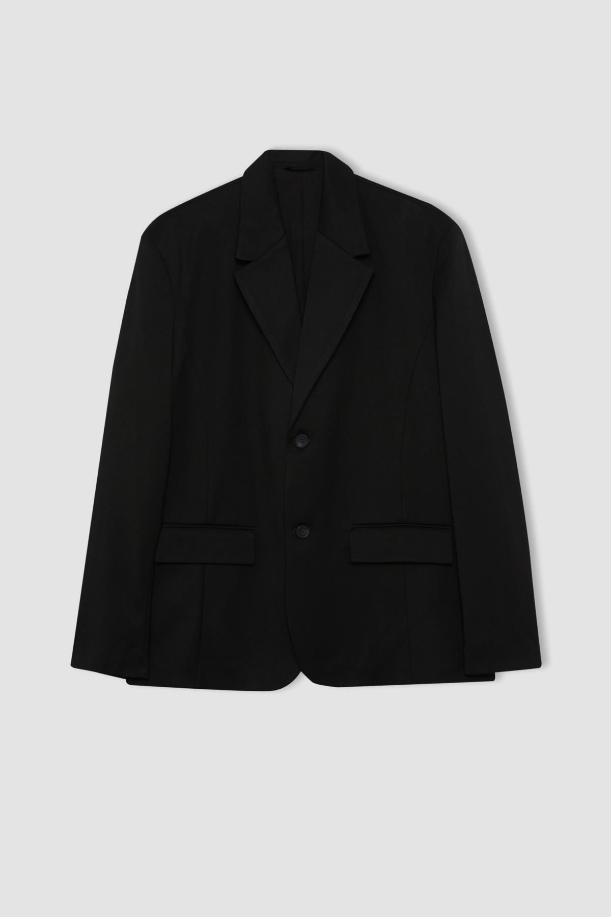 DeFacto-Bequem geschnittene, mit Knöpfen gefütterte Basic-Blazerjacke B0060ax23wn 1