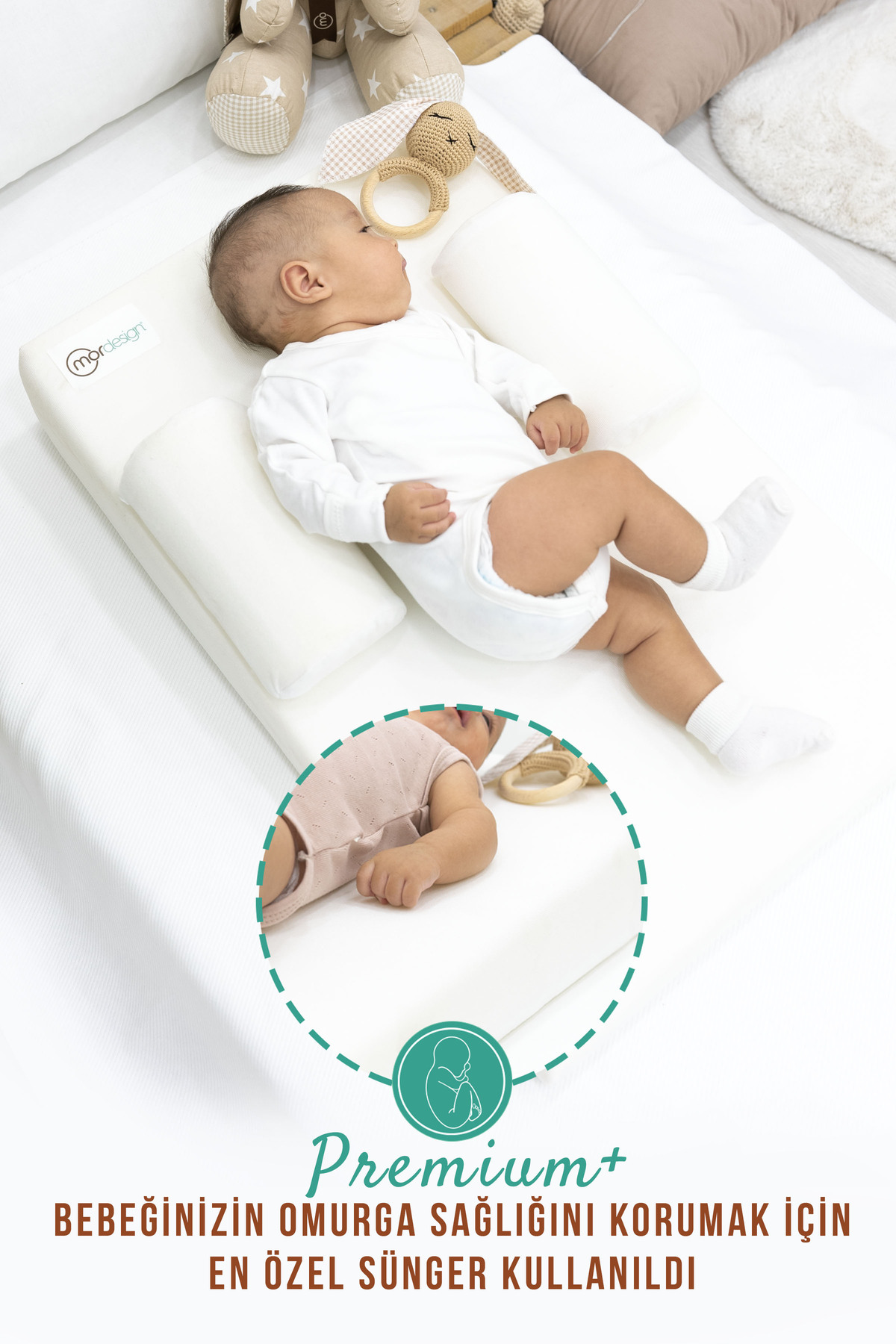 mordesign Bebek Yatağı, Yıkanabilir, Ayarlanabilir Yan Bariyer Yastıklı Reflü Yatağı fotoğrafı 7 (önizleme)