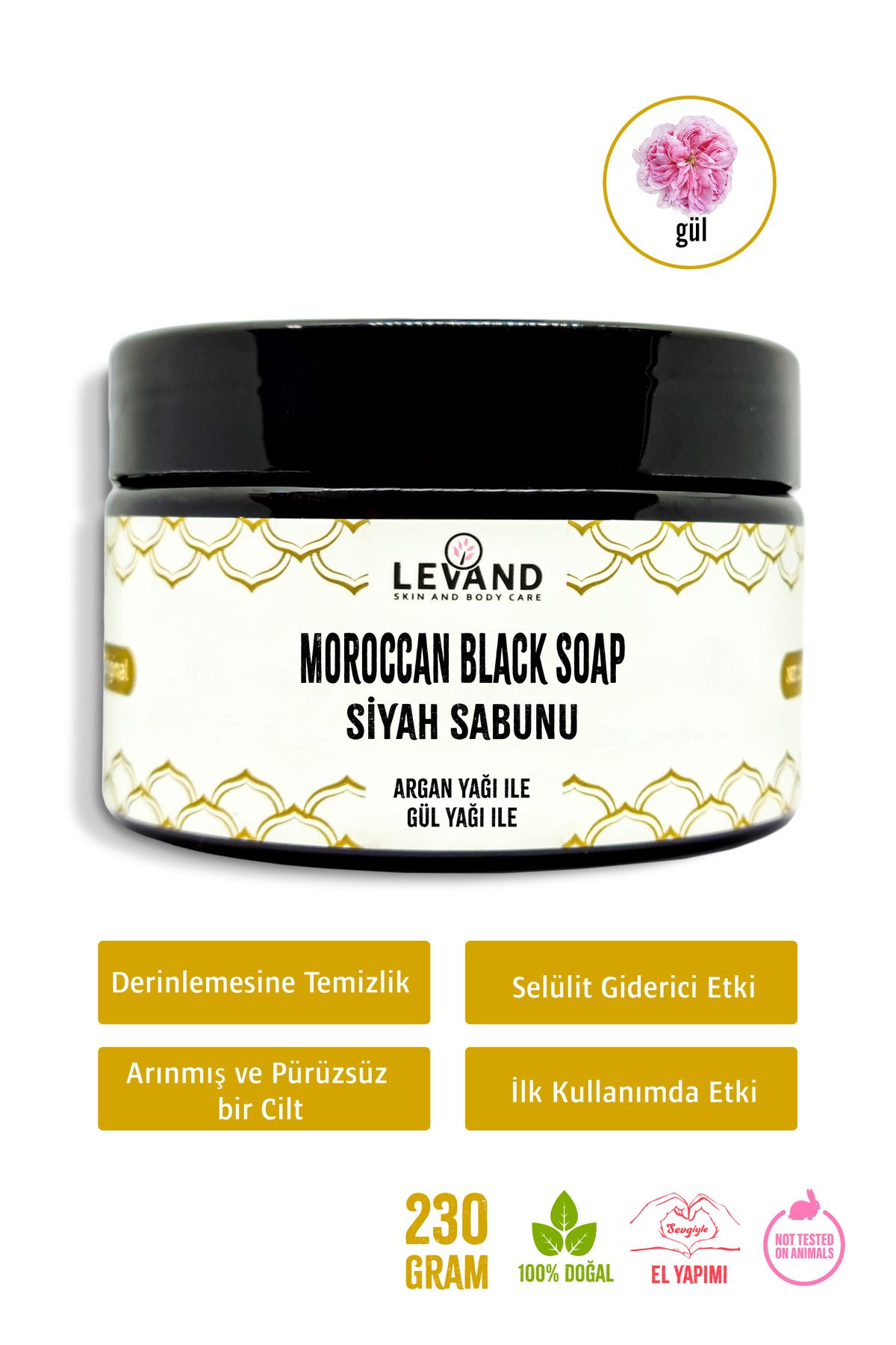 ست لایه بردار بدن 3 تکه / صابون رز مشکی + کره بدن توت فرنگی + اسکراب ضخیم (ست 3 عددی) Levand