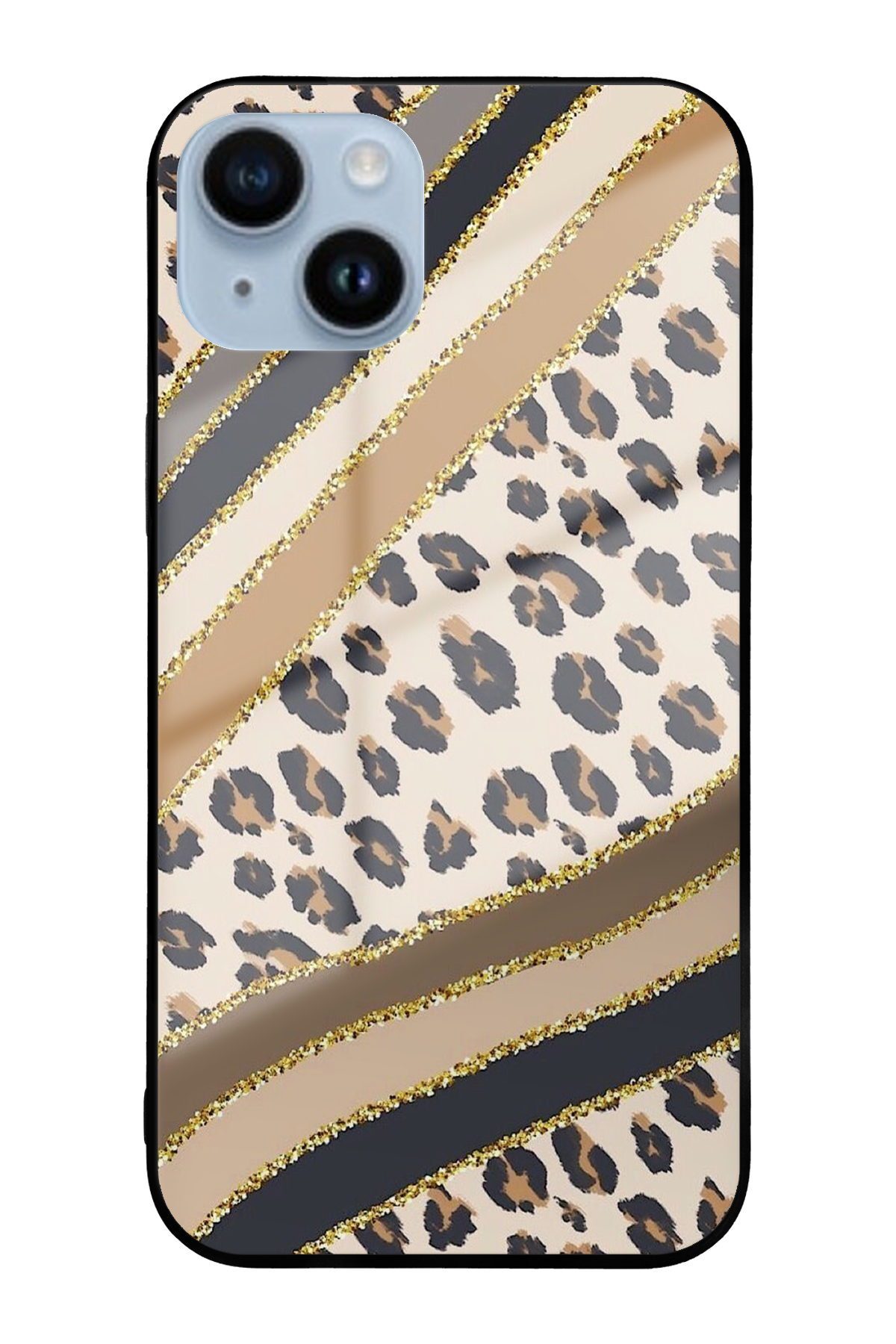 Apple iPhone 14 Plus ile Uyumlu Silikon Arkası Cam Kapak Desen 51g Tasarımlı Cam Kılıf