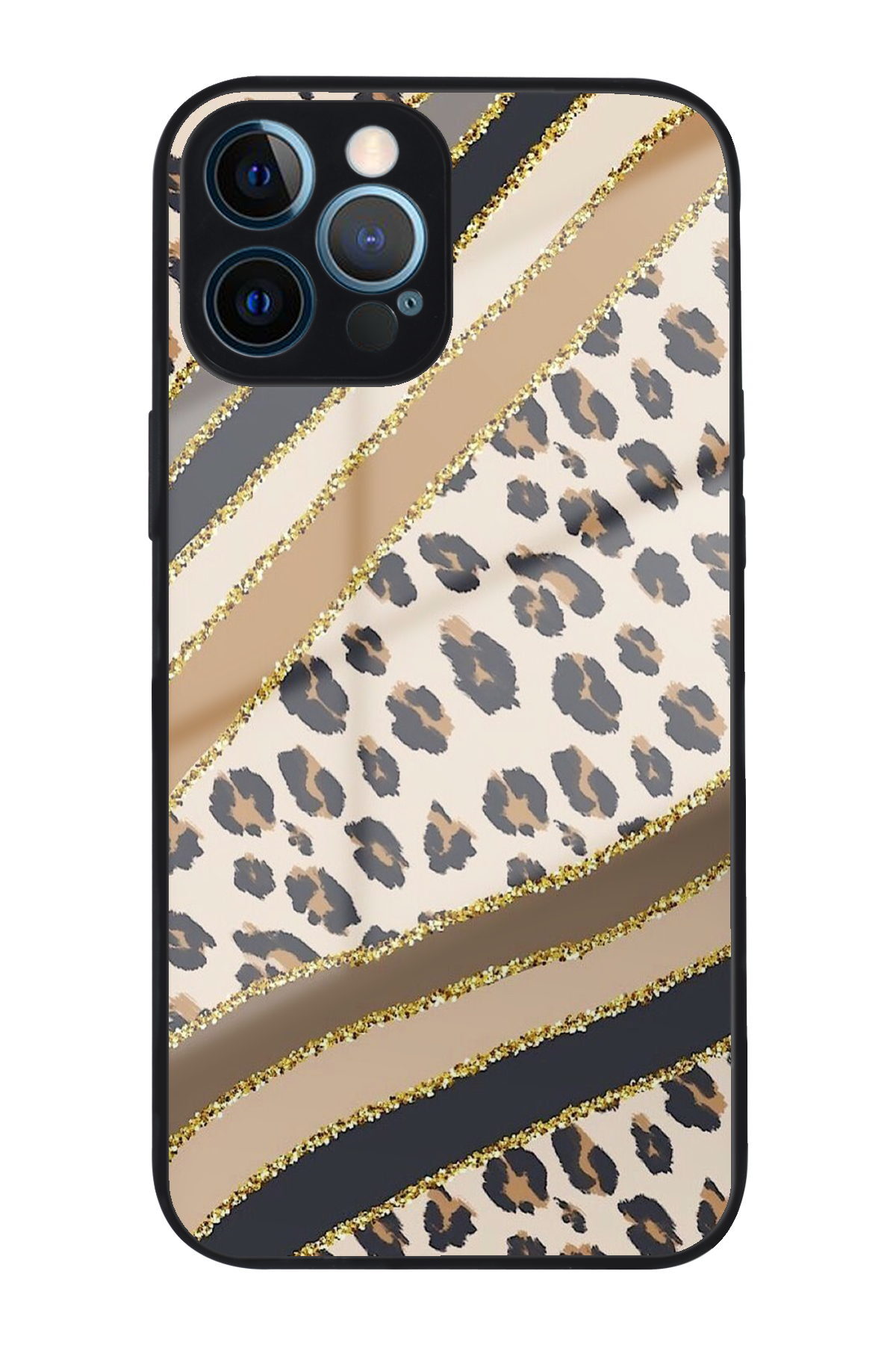 Apple iPhone 12 Pro ile Uyumlu Silikon Arkası Cam Kapak Desen 51g Tasarımlı Cam Kılıf