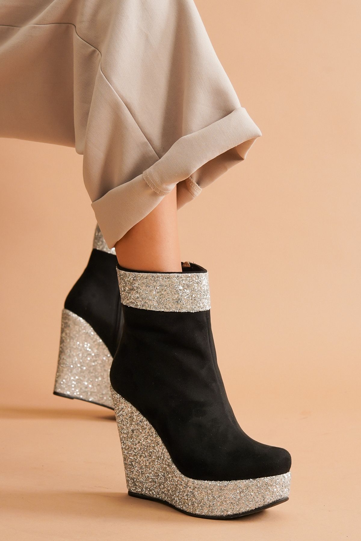 Glitter wedge deals boots