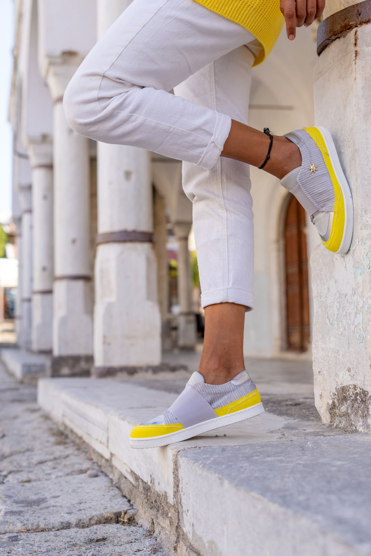 G ne k z Guki35 Women s Gray yellow Casual Comfortable Vegan
