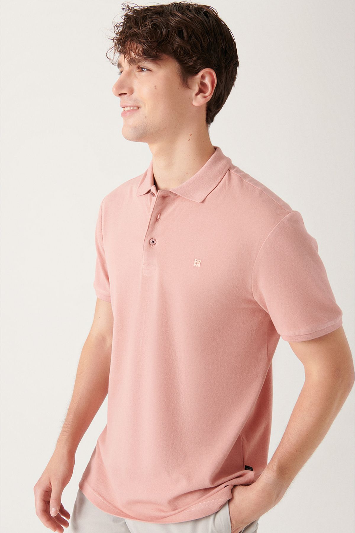 Avva تی شرت یقه دار مردانه داستی رز 100% پنبه خنک نگه داشتن تناسب استاندارد با برش معمولی تیشرت پولو E001004
